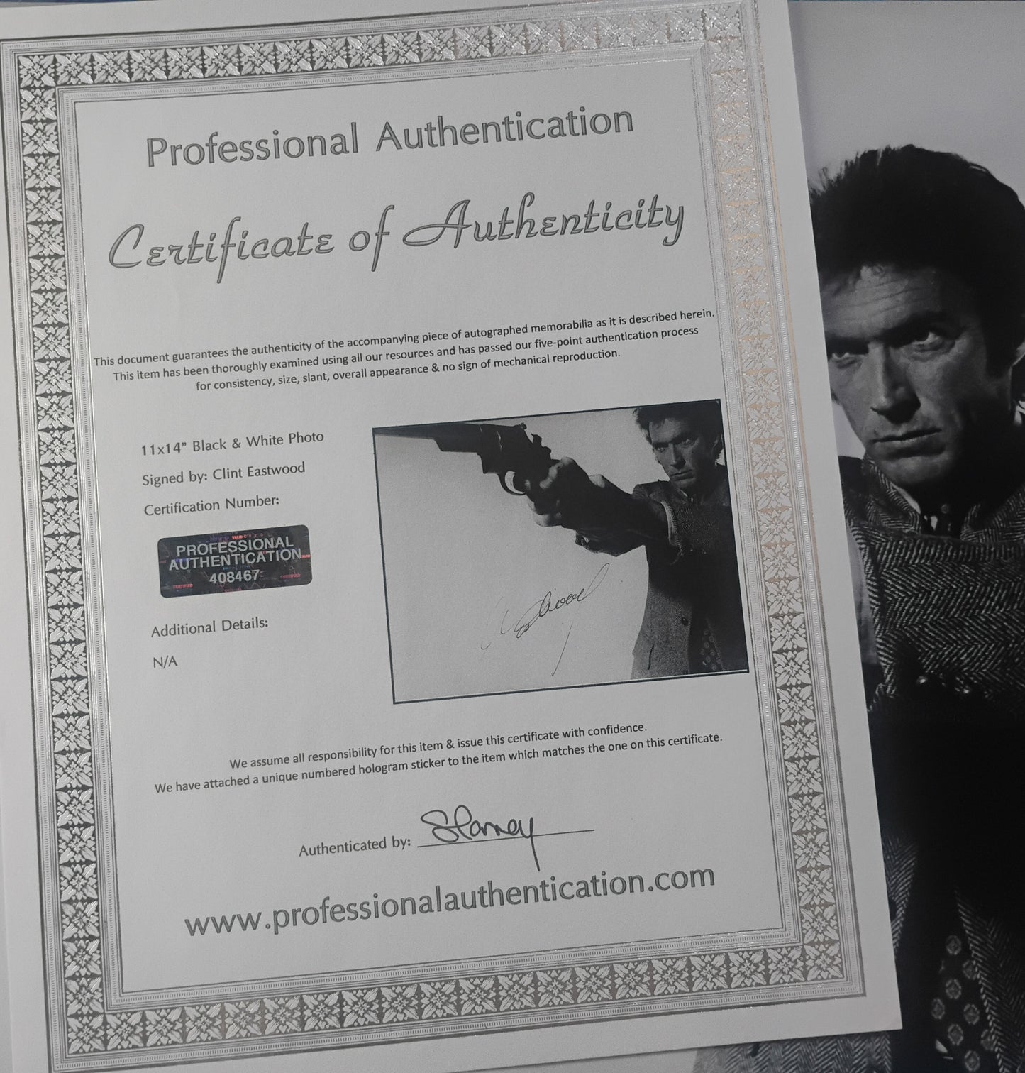 Clint Eastwood Hand Signed Autograph 11x14 Photo COA