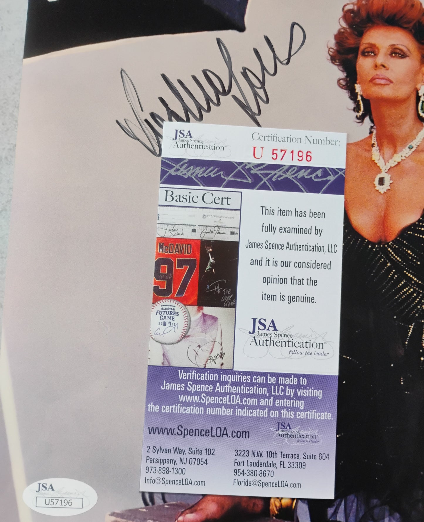 Sophia Loren Hand Signed Autograph 8x10 Photo JSA COA