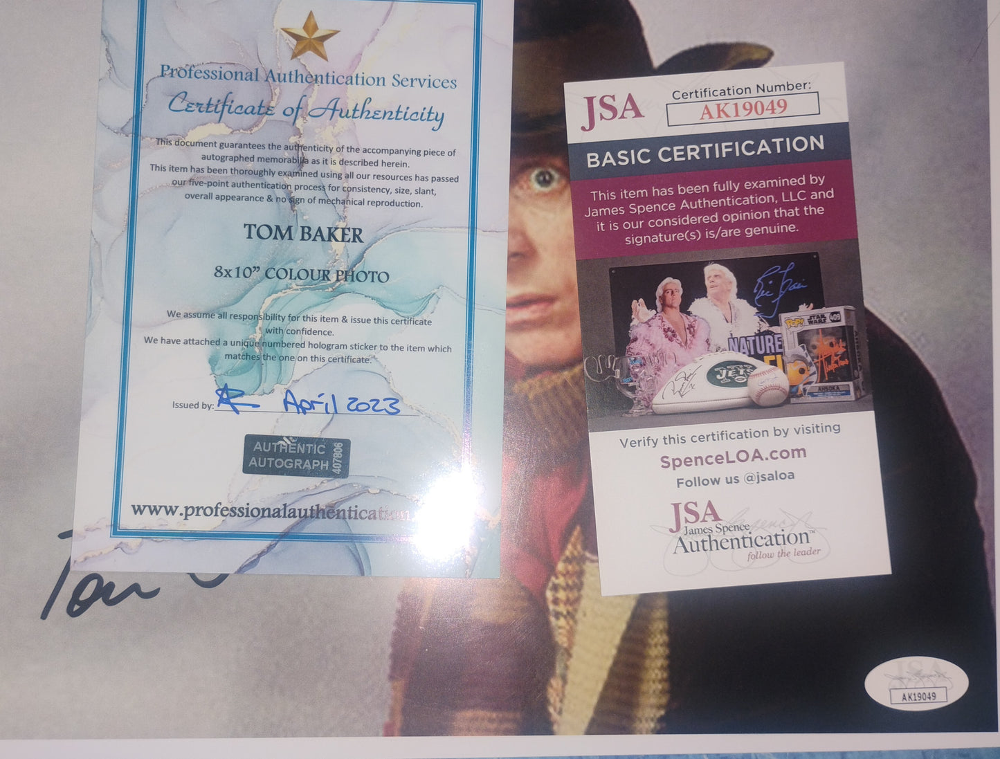 Tom Baker Hand Signed Autograph 8x10 Photo JSA COA Doctor Who