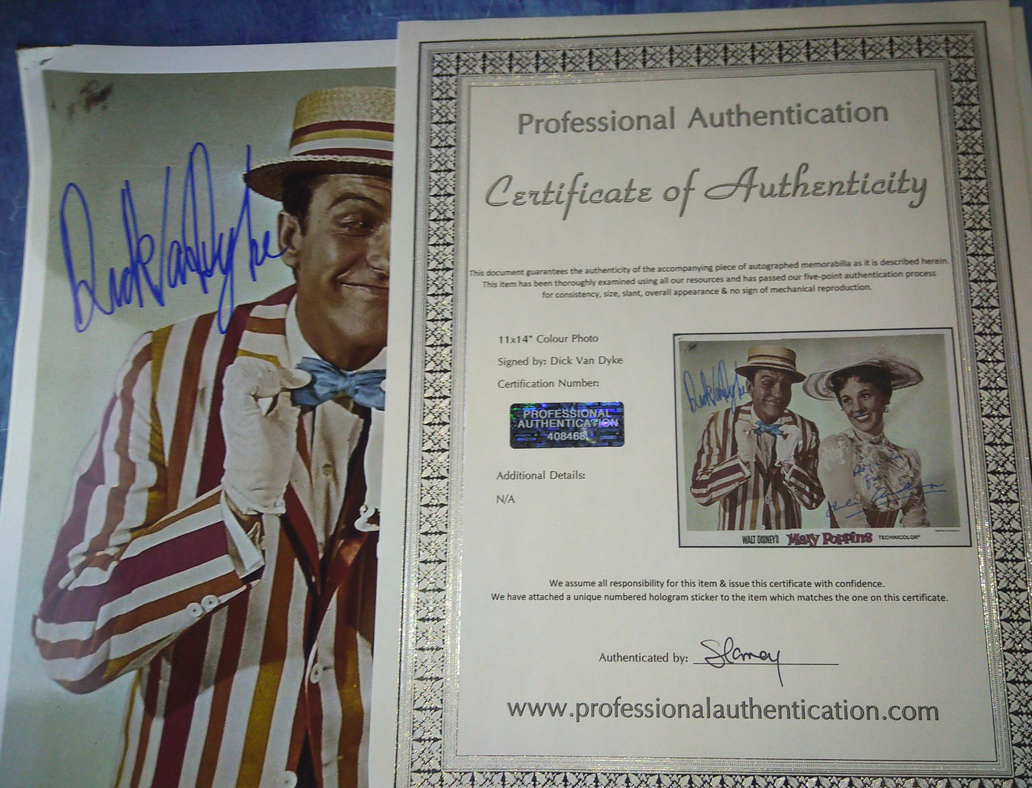 Julie Andrews & Dick Van Dyke Hand Signed Autograph 11x14 Photo COA Mary Poppins