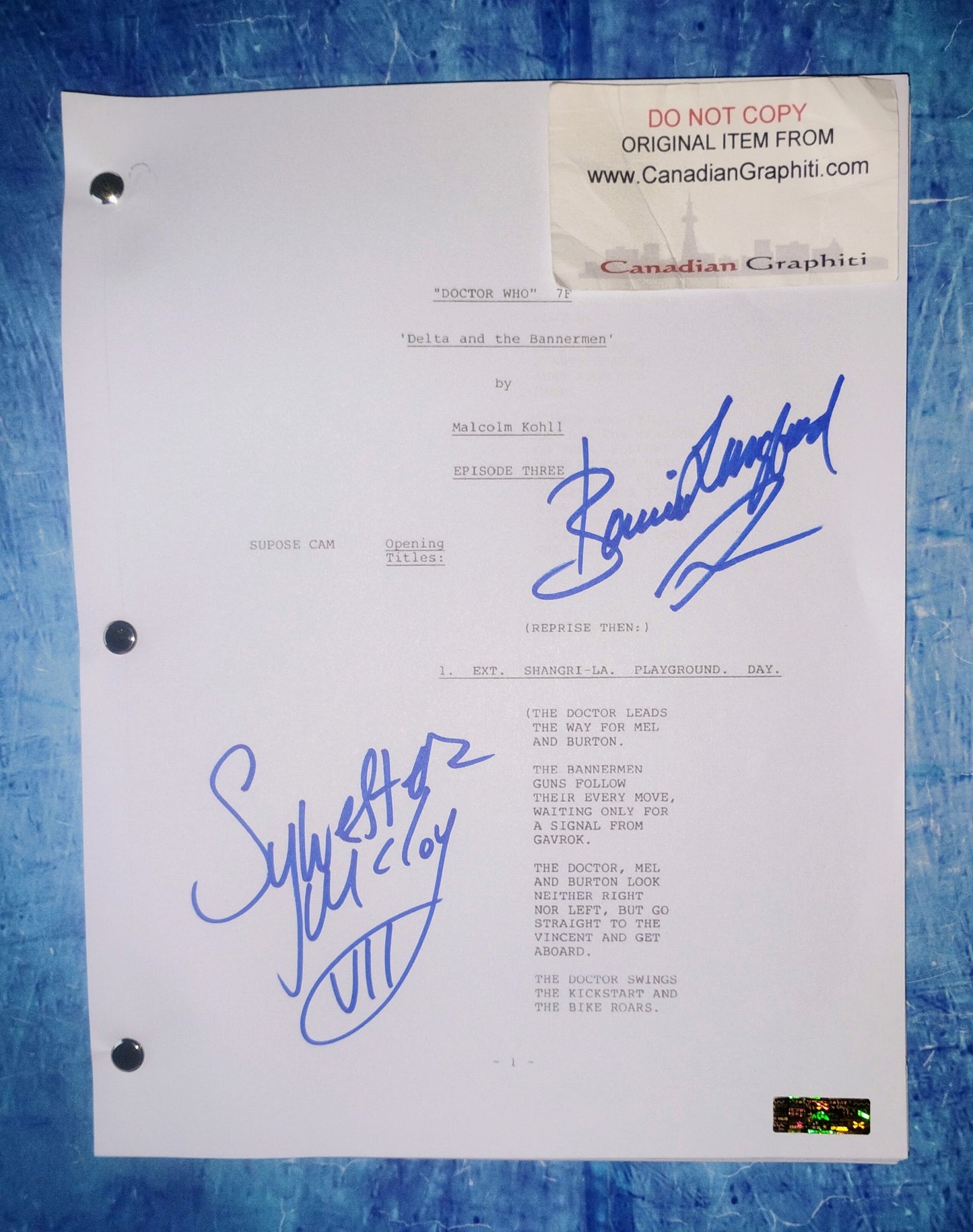 Sylvester McCoy & Bonnie Langford Hand Signed Autograph Doctor Who Script COA
