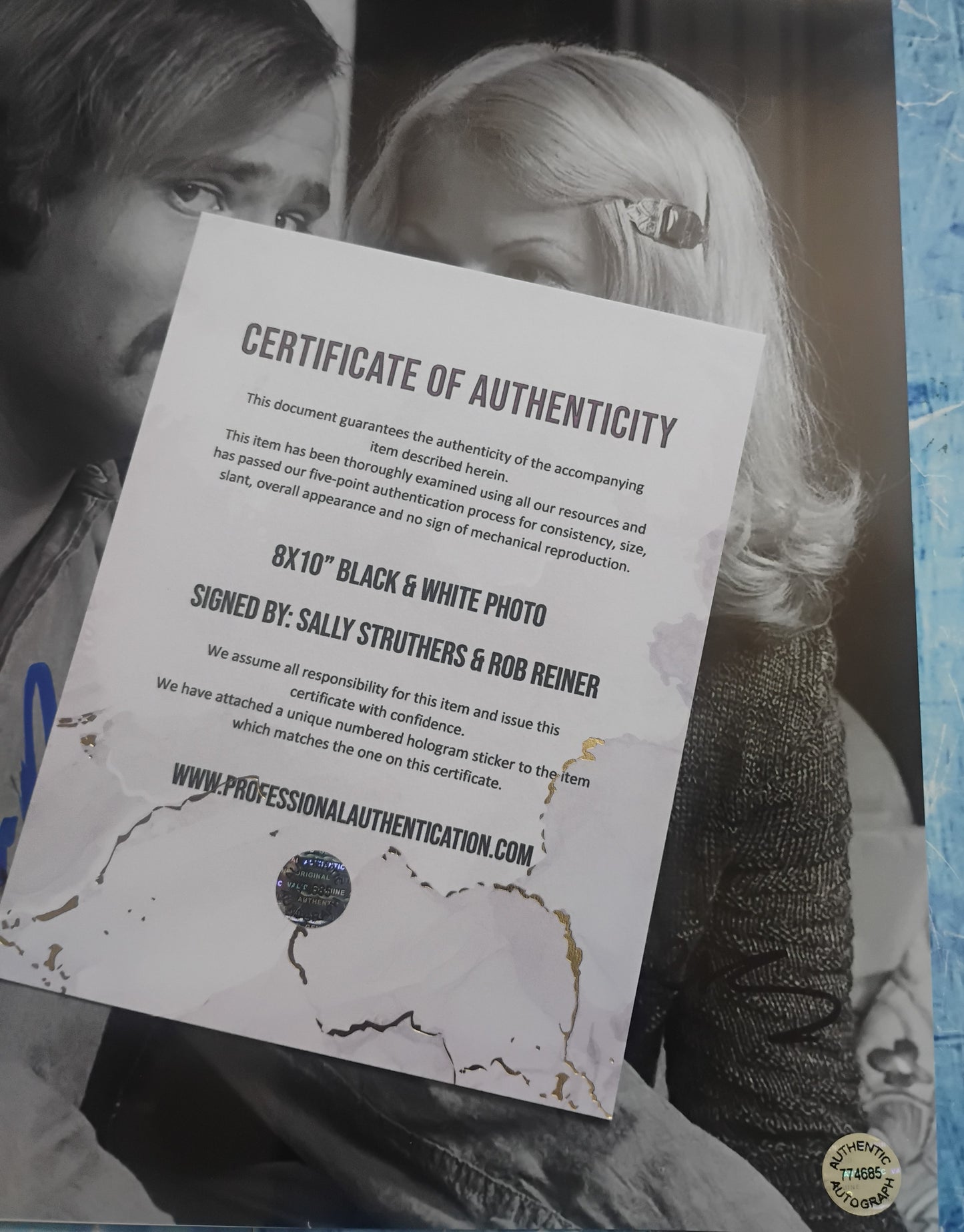 Sally Struthers & Rob Reiner Hand Signed Autograph 8x10 Photo COA All In The Family