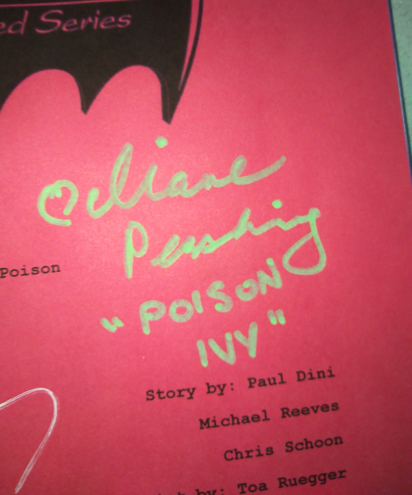 Batman Cast Hand Signed Script COA Kevin Conroy, Diane Pershing & Richard Moll