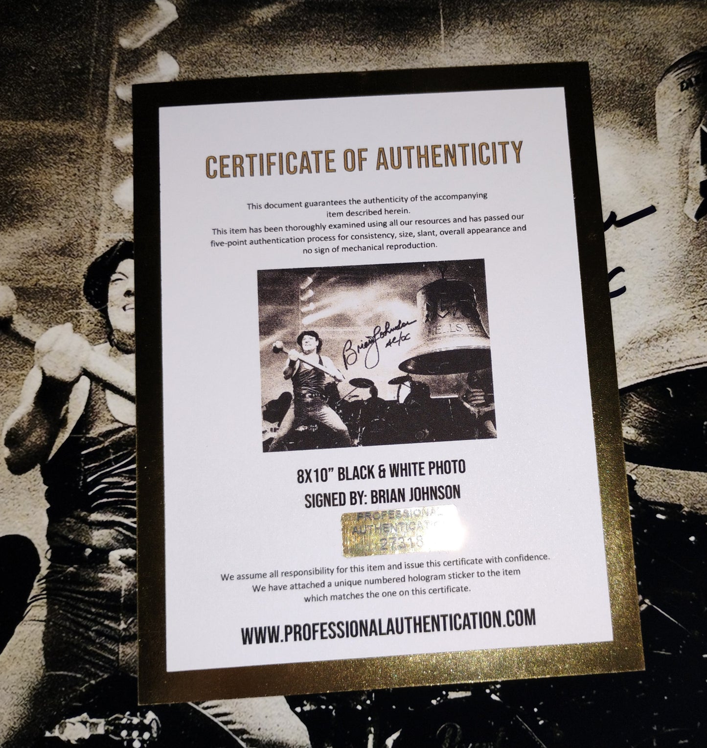 Brian Johnson Hand Signed Autograph 8x10 Photo COA