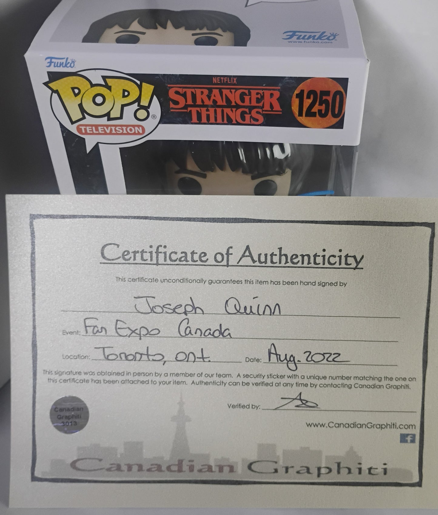 Joseph Quinn Hand Signed Autograph Stranger Things Funko Pop BAS COA Eddie Munson