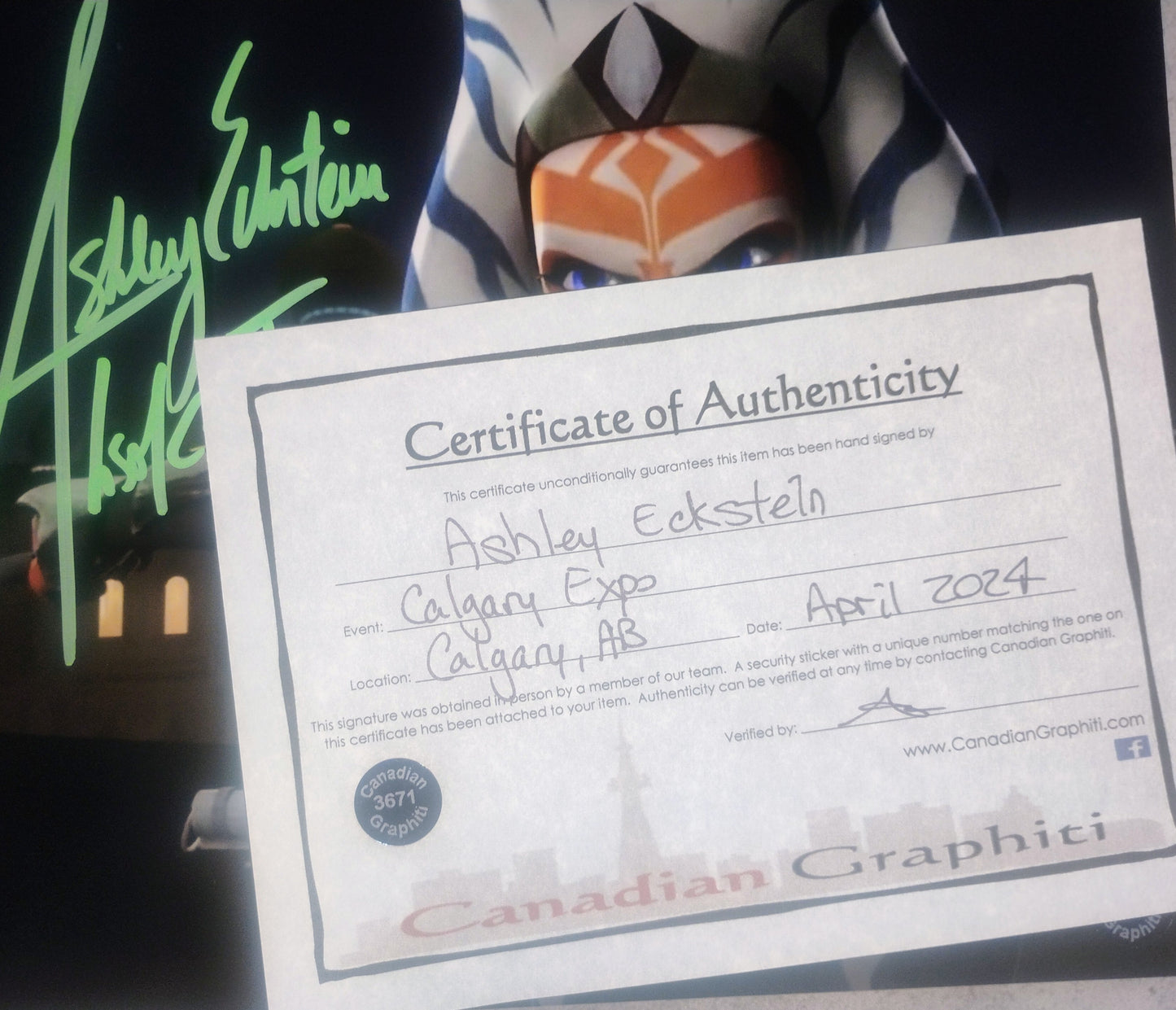 Ashley Eckstein Hand Signed Autograph 8x10 Photo COA Ahsoka