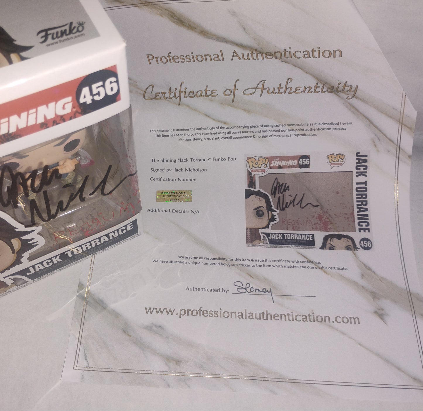 Jack Nicholson Hand Signed Autograph The Shining Funko Pop COA