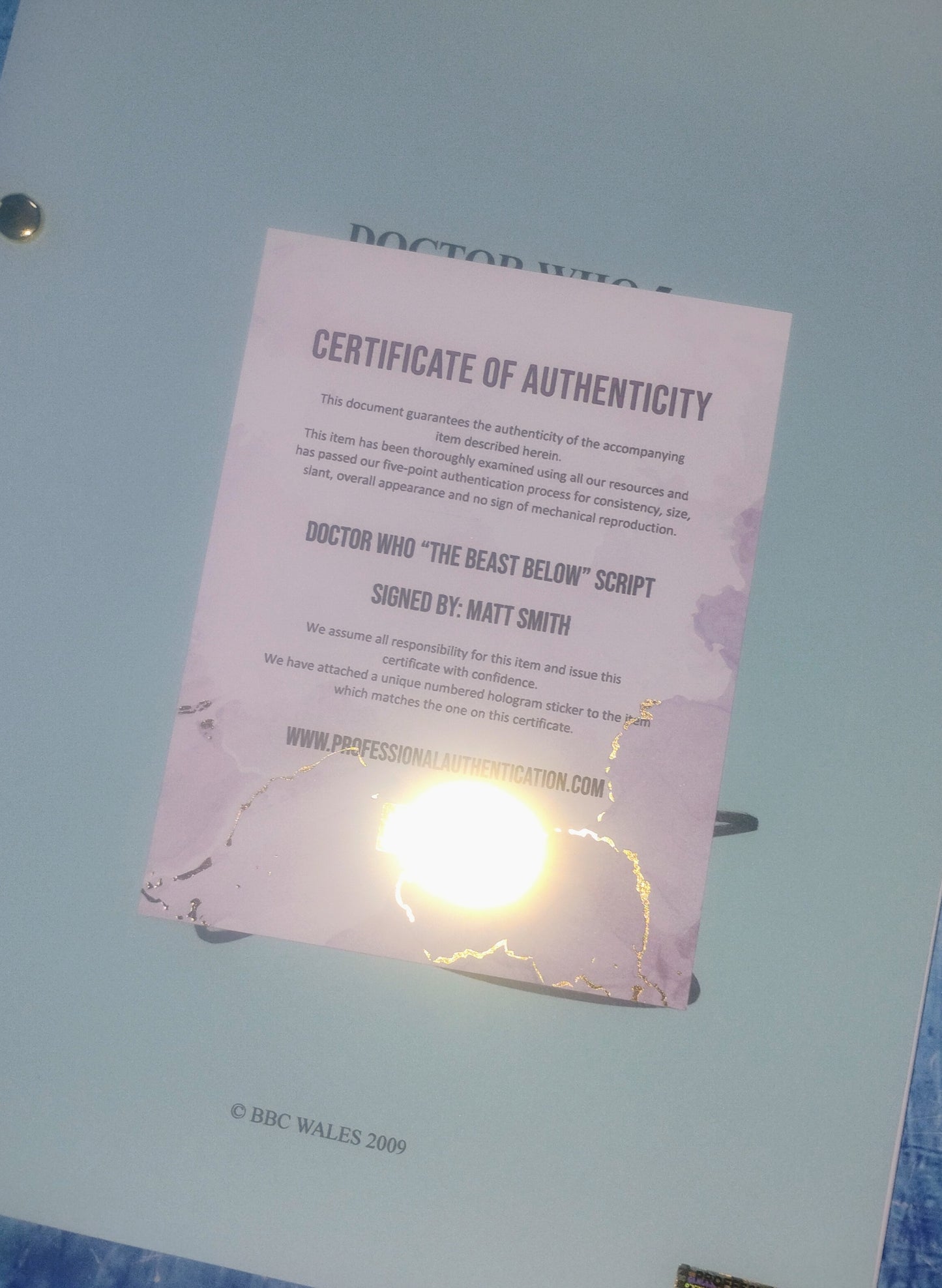 Matt Smith Hand Signed Autograph Doctor Who Script COA