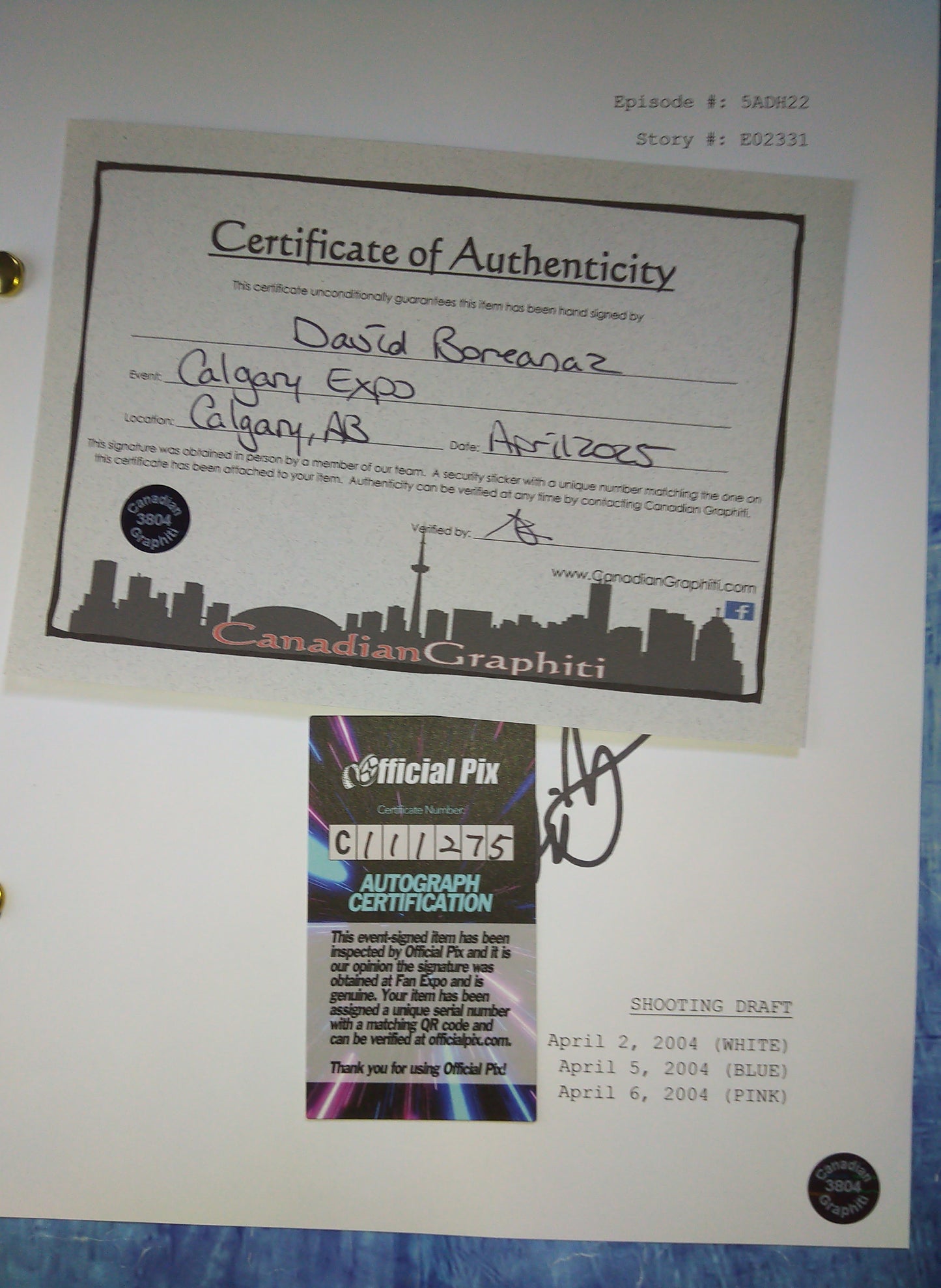 David Boreanaz Hand Signed Autograph Angel Script COA + OPix