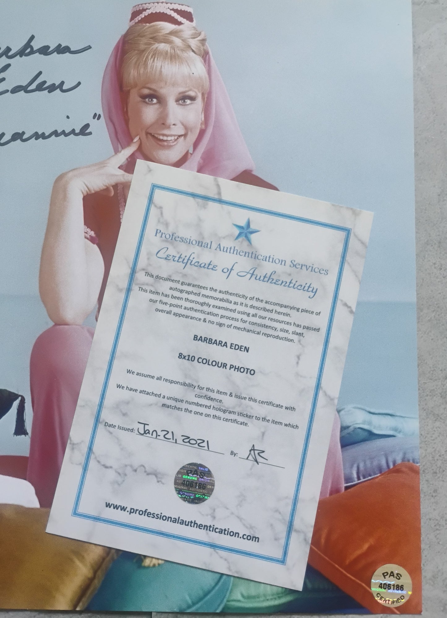 Barbara Eden Hand Signed Autograph 8x10 Photo COA I Dream Of Jeannie