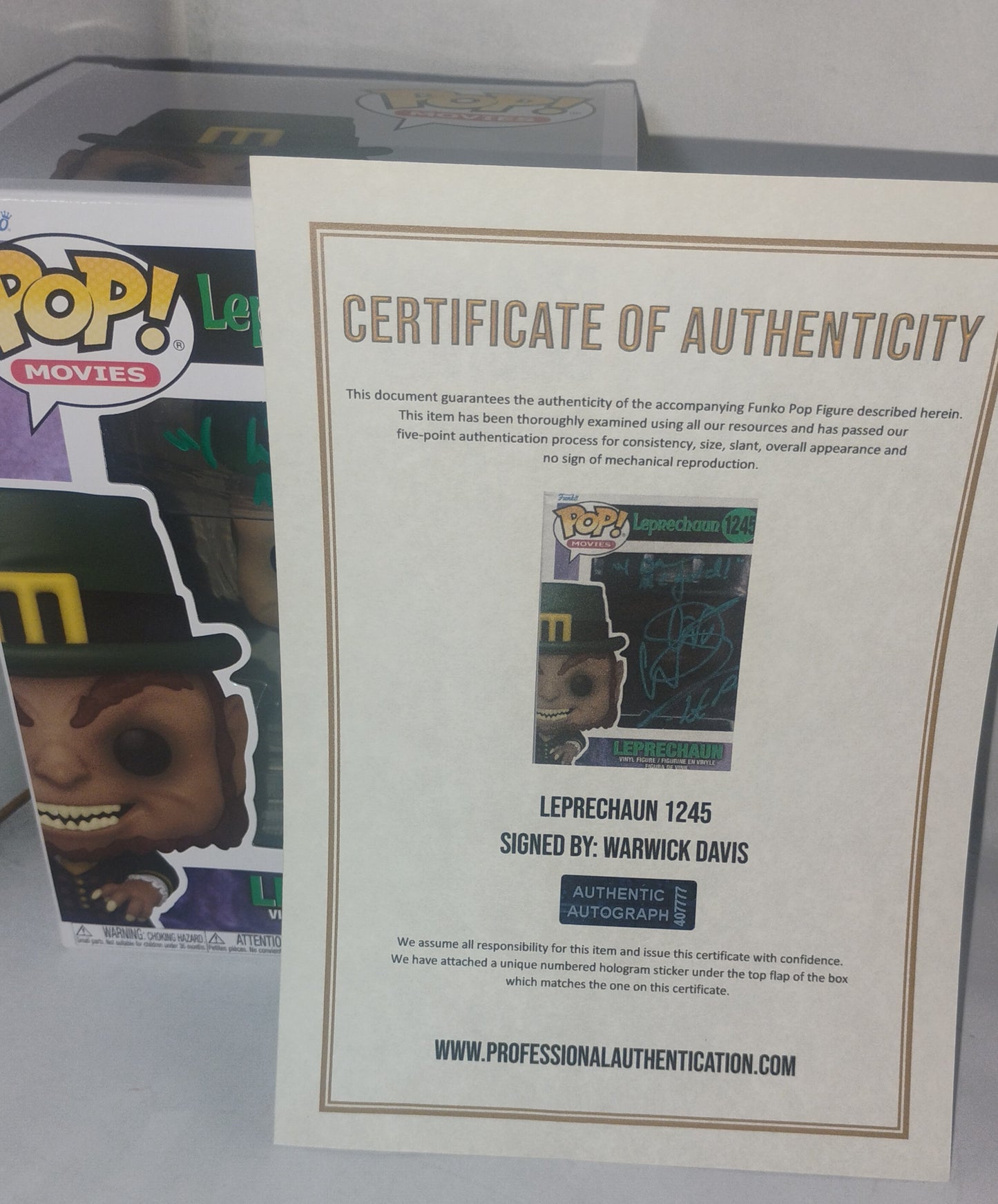 Warwick Davis Hand Signed Autograph Leprechaun Funko Pop COA