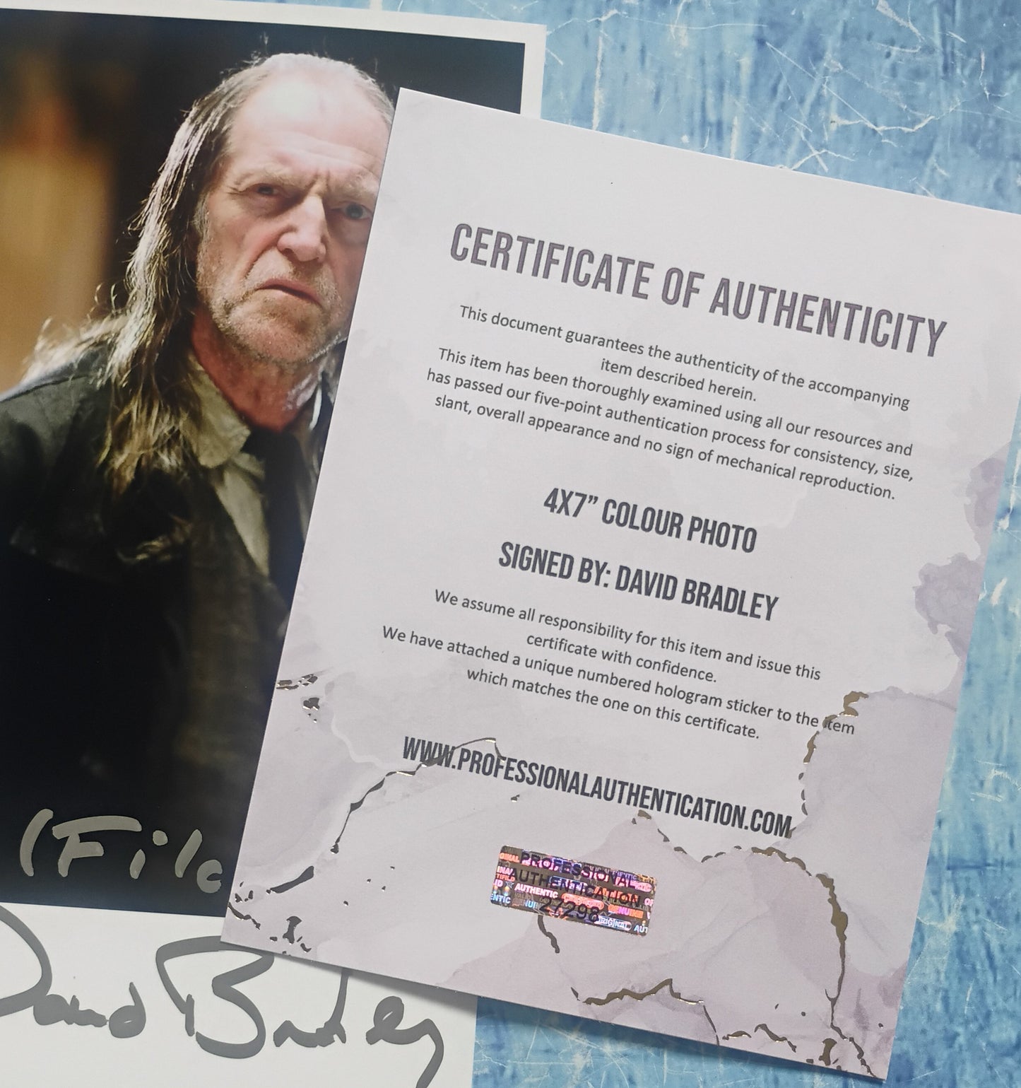 David Bradley Hand Signed Autograph Photo COA Harry Potter