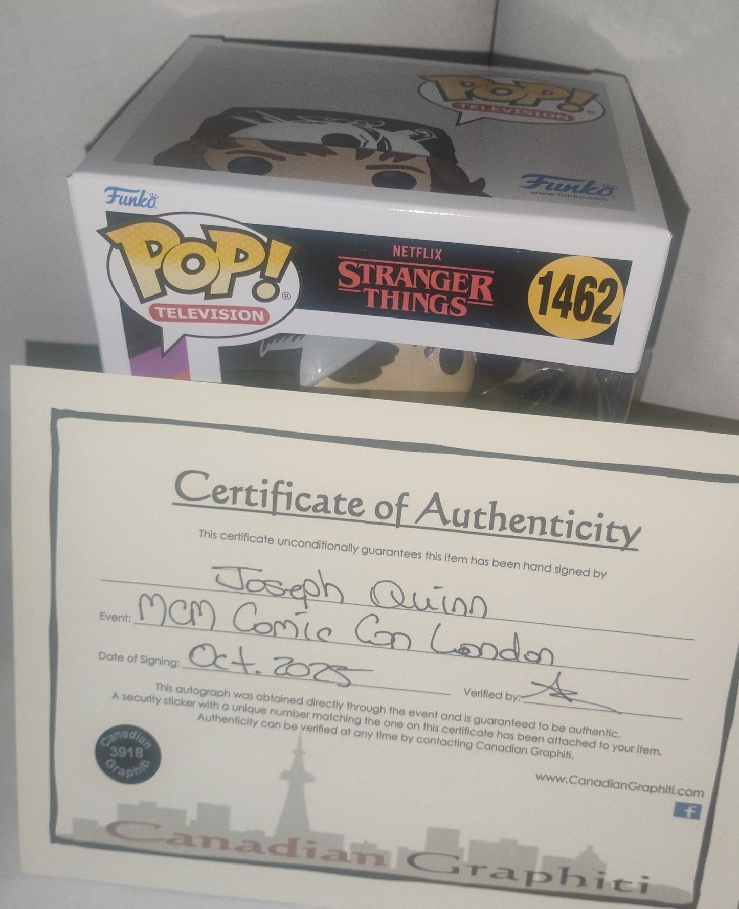 Joseph Quinn Hand Signed Autograph Stranger Things Eddie Funko Pop COA