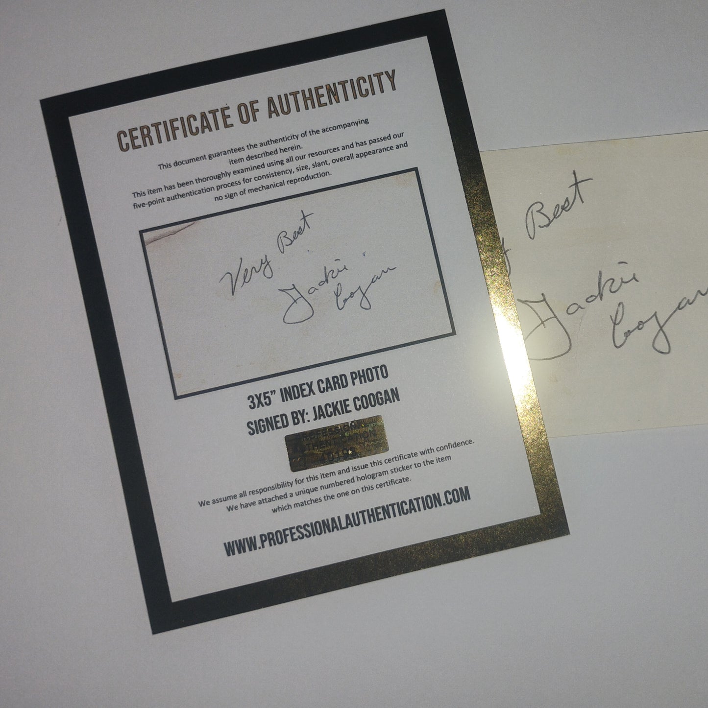 Jackie Coogan Hand Signed Autograph Index Card COA The Addams Family