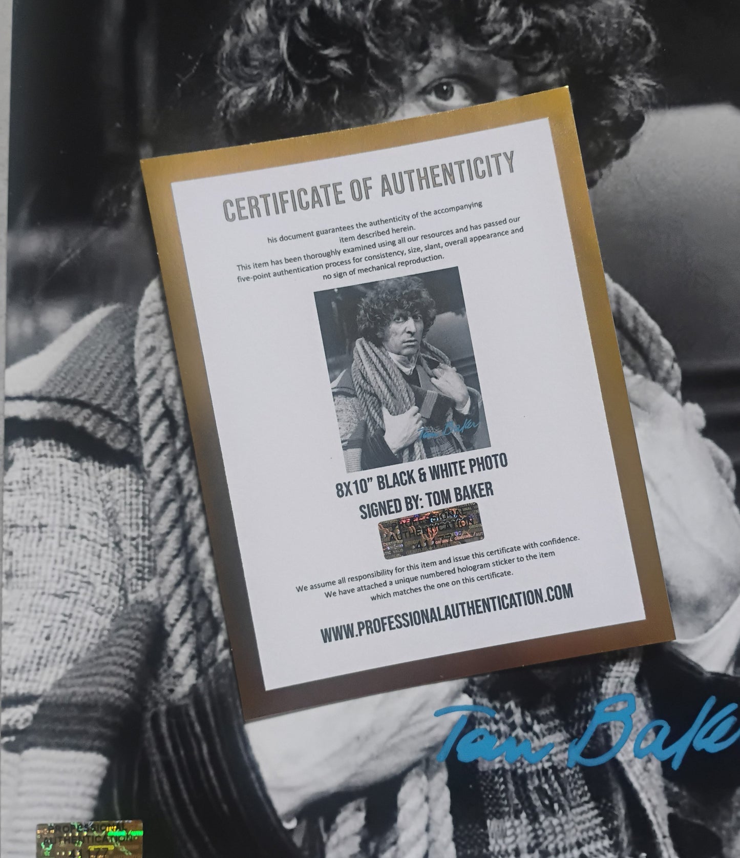 Tom Baker Hand Signed Autograph 8x10 Photo COA Doctor Who