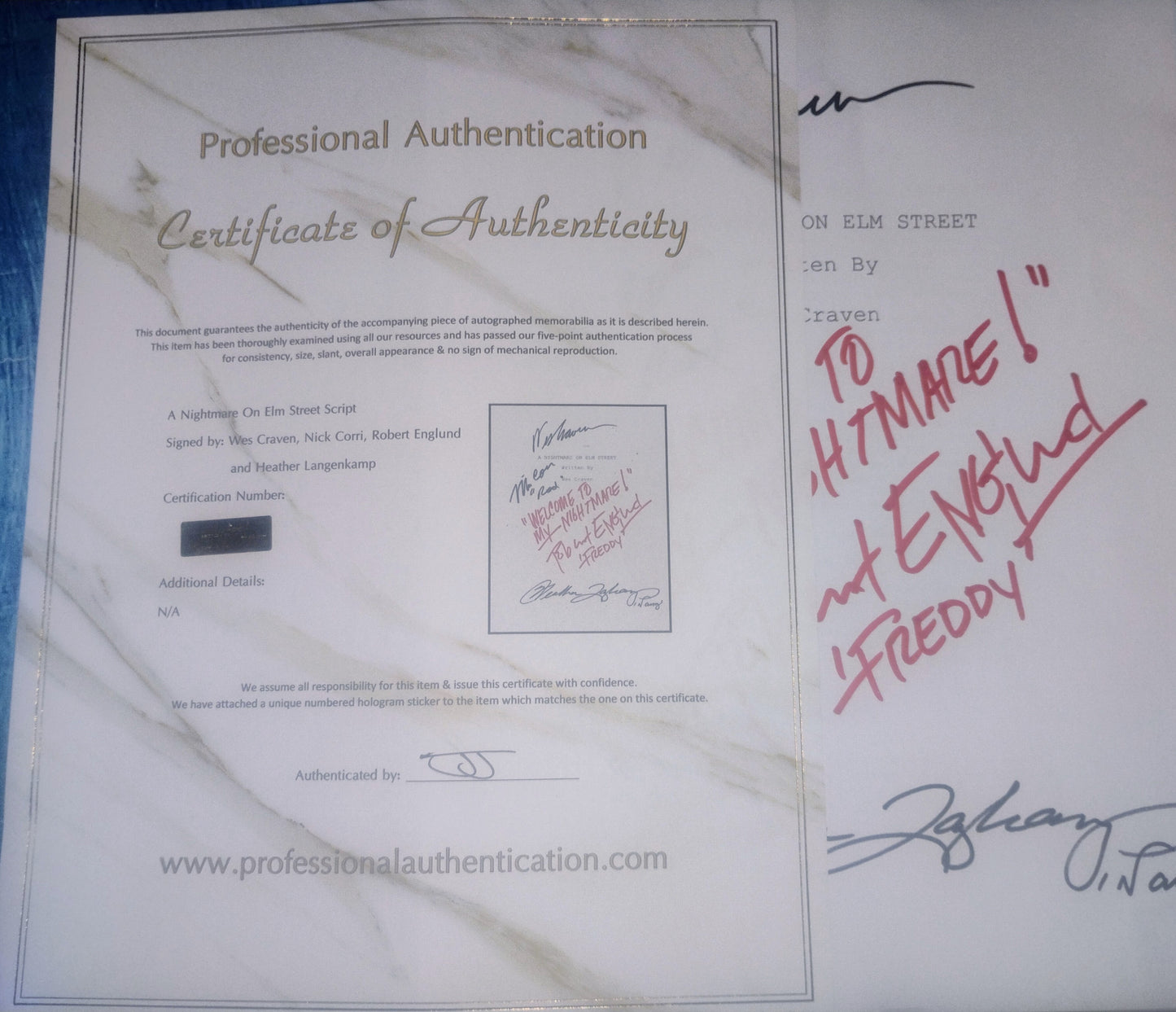 A Nightmare On Elm Street Cast Hand Signed Autograph Script COA