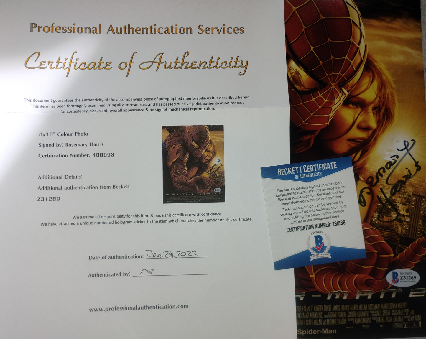 Rosemary Harris Hand Signed Autograph 8x10 Photo BAS COA Spider-man