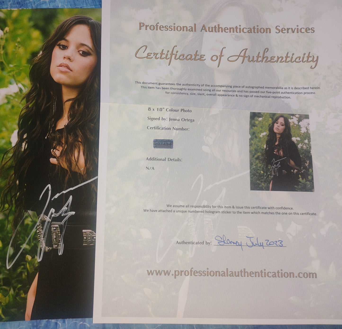 Jenna Ortega Hand Signed Autograph 8x10 Photo COA
