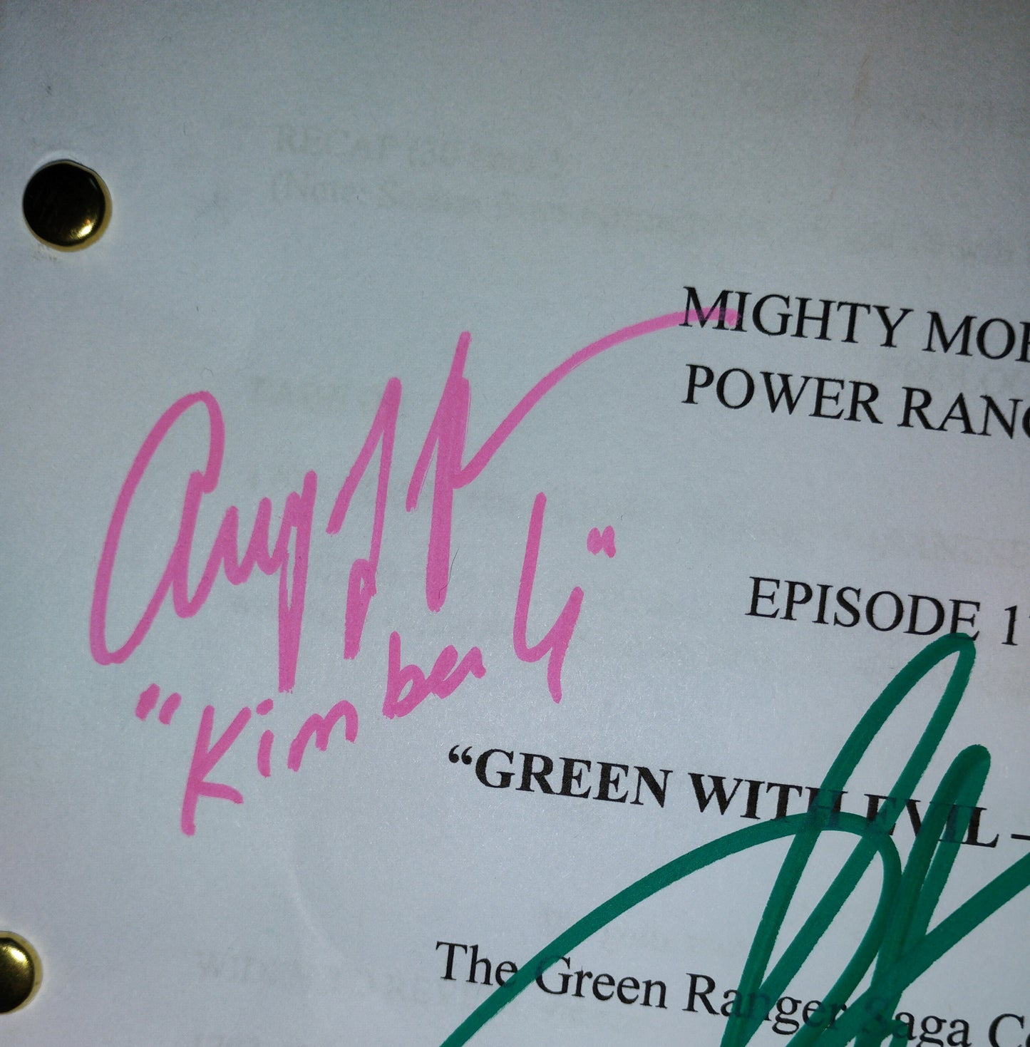 Mighty Morphin Power Rangers 4x Cast Hand Signed Script COA
