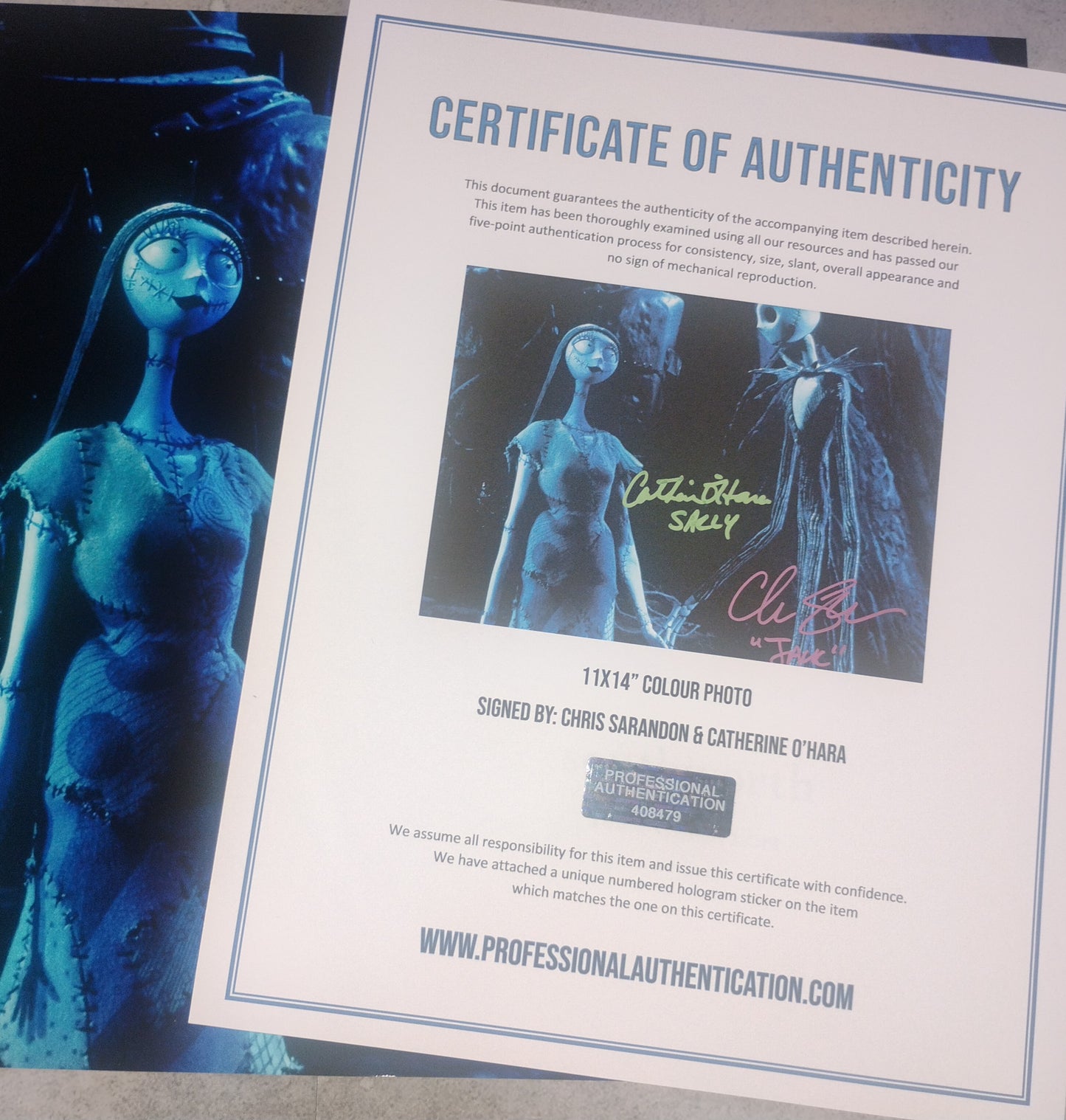 Chris Sarandon & Catherine O'Hara Hand Signed Autograph 11x14 Photo COA The Nightmare Before Christmas