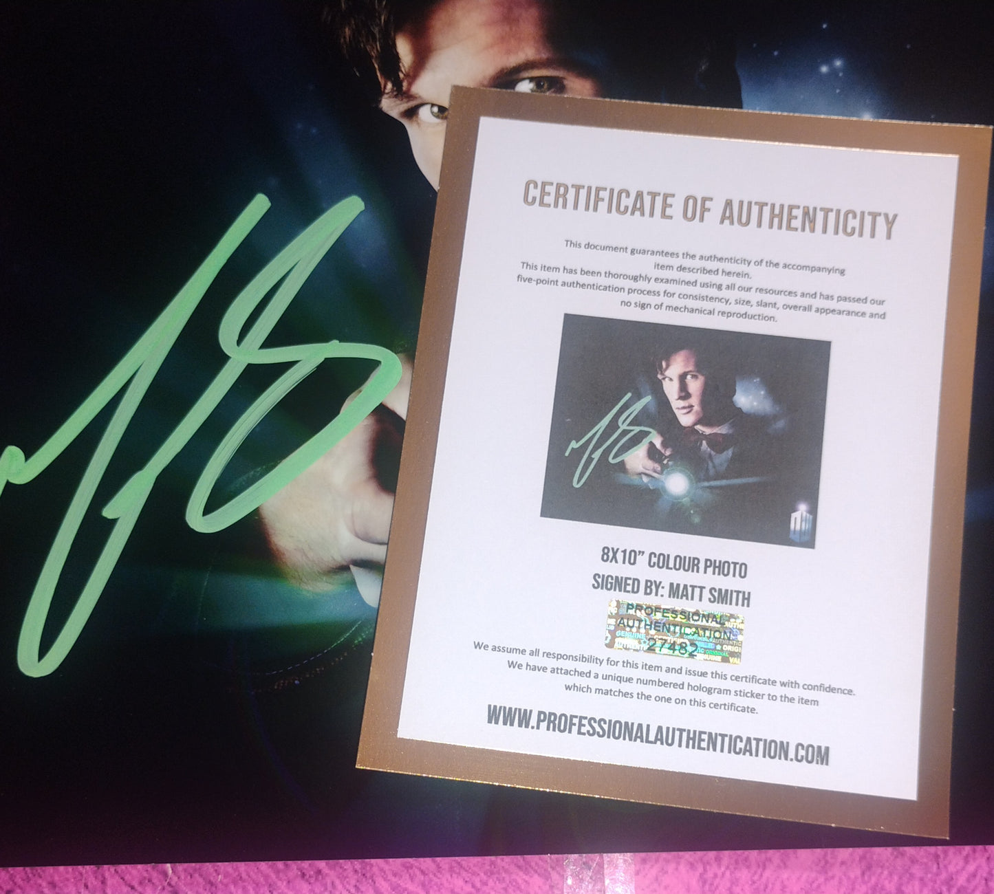 Matt Smith Hand Signed Autograph 8x10 Photo COA Doctor Who