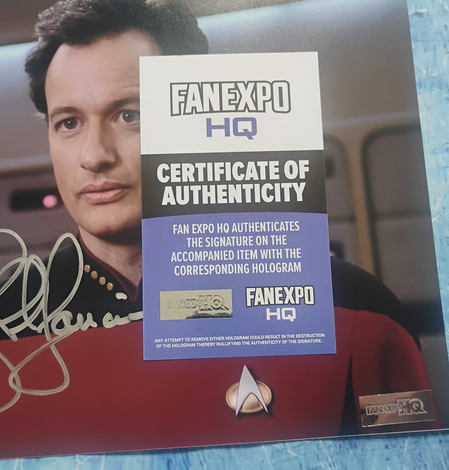 John De Lancie Hand Signed Autograph 8x10 Photo COA Star Trek