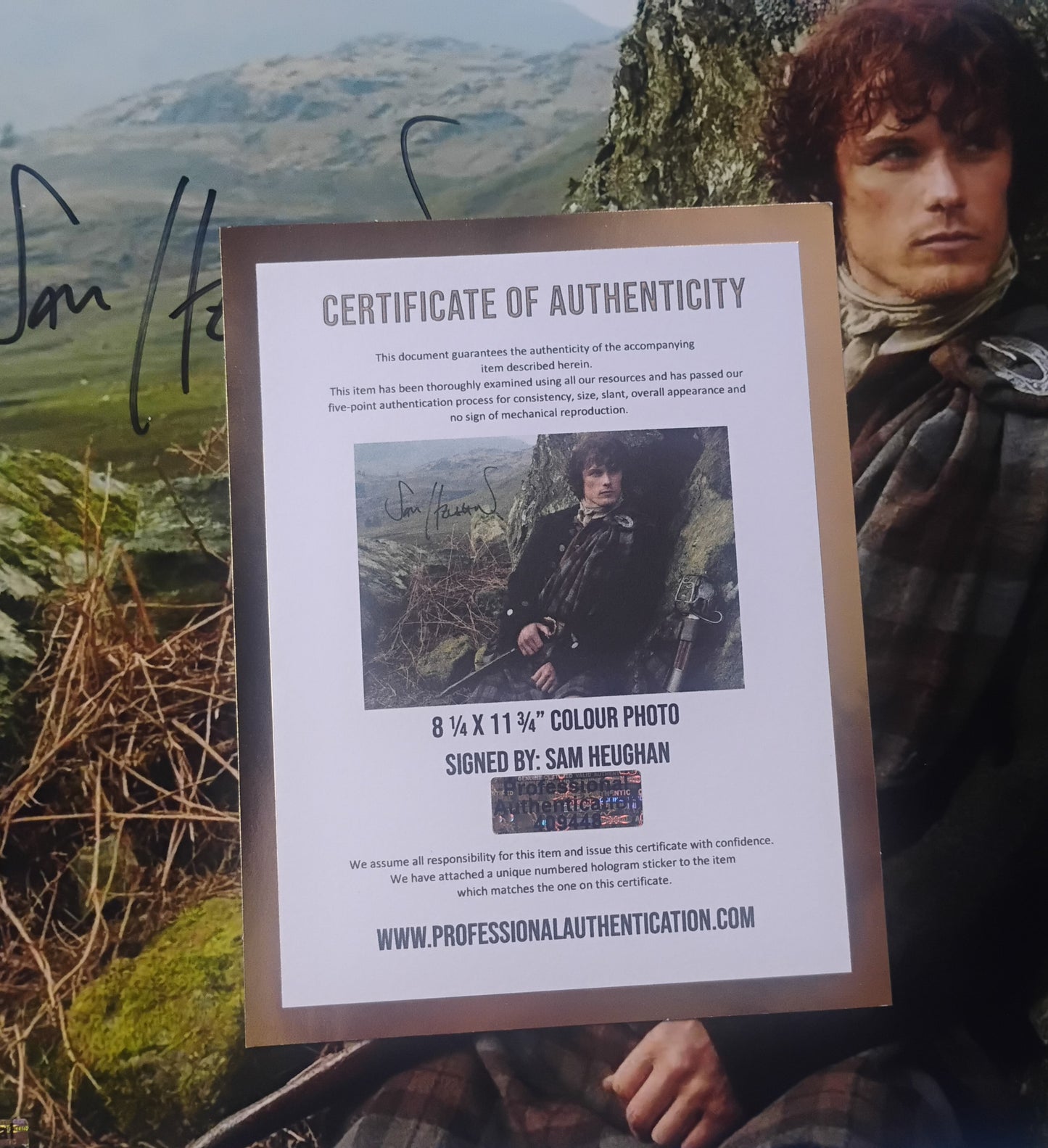 Sam Heughan Hand Signed Autograph Photo COA Outlander