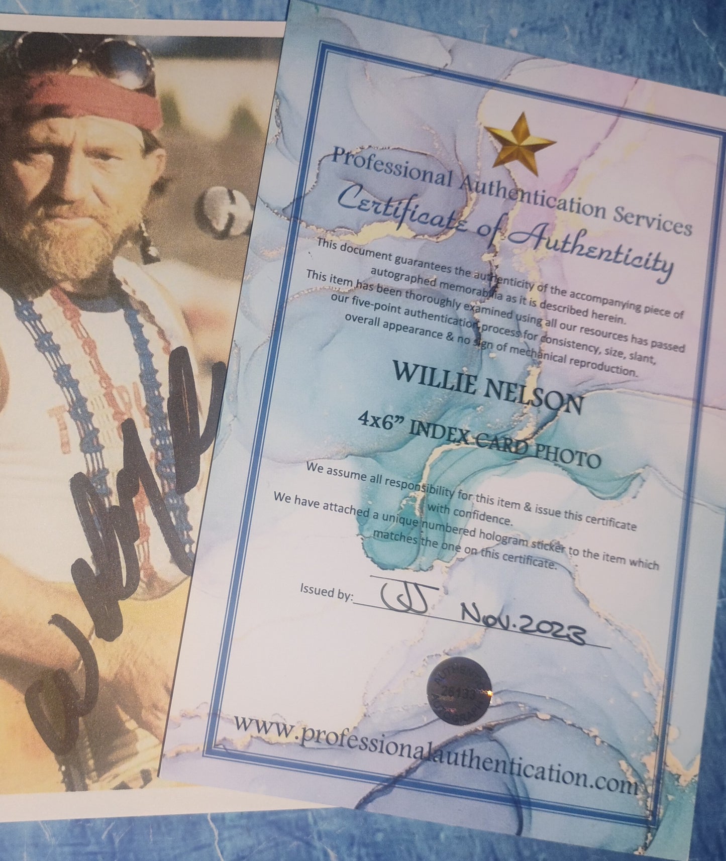 Willie Nelson Hand Signed Autograph Index Card Photo COA