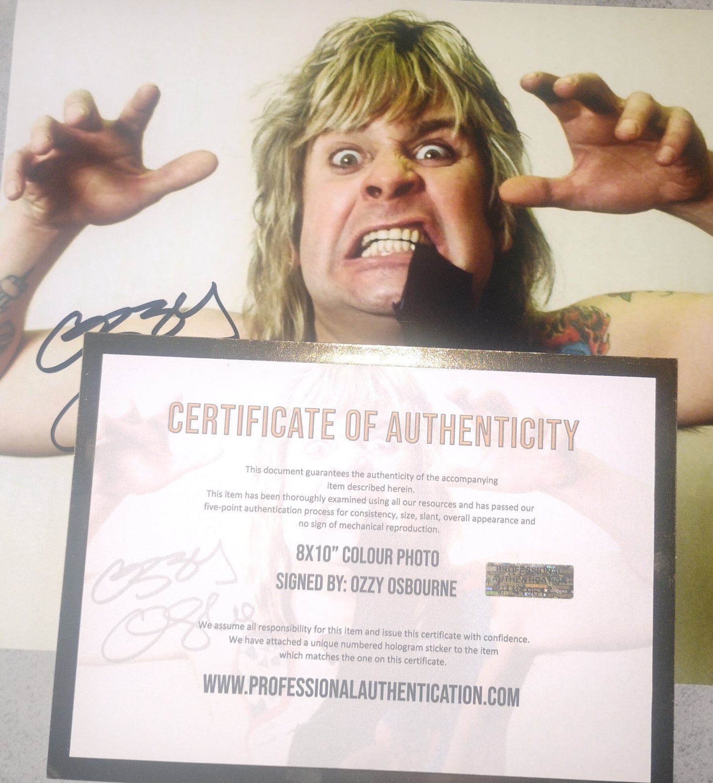 Ozzy Osbourne Hand Signed Autograph 8x10 Photo COA