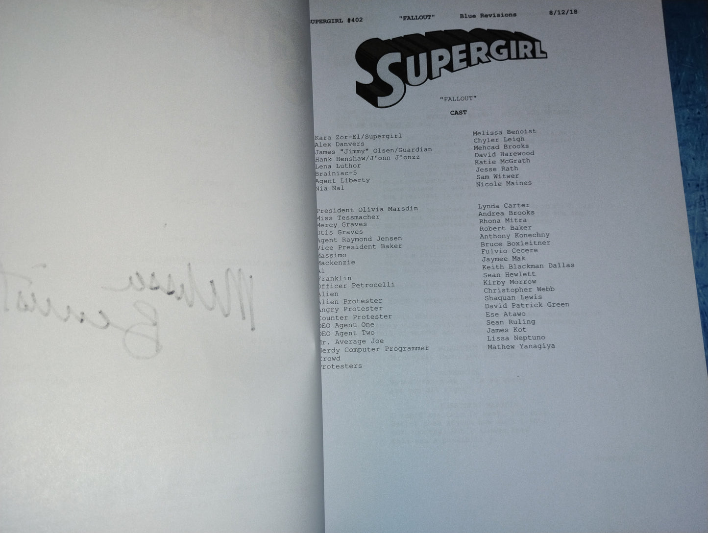 Melissa Benoist Hand Signed Autograph Supergirl Script COA