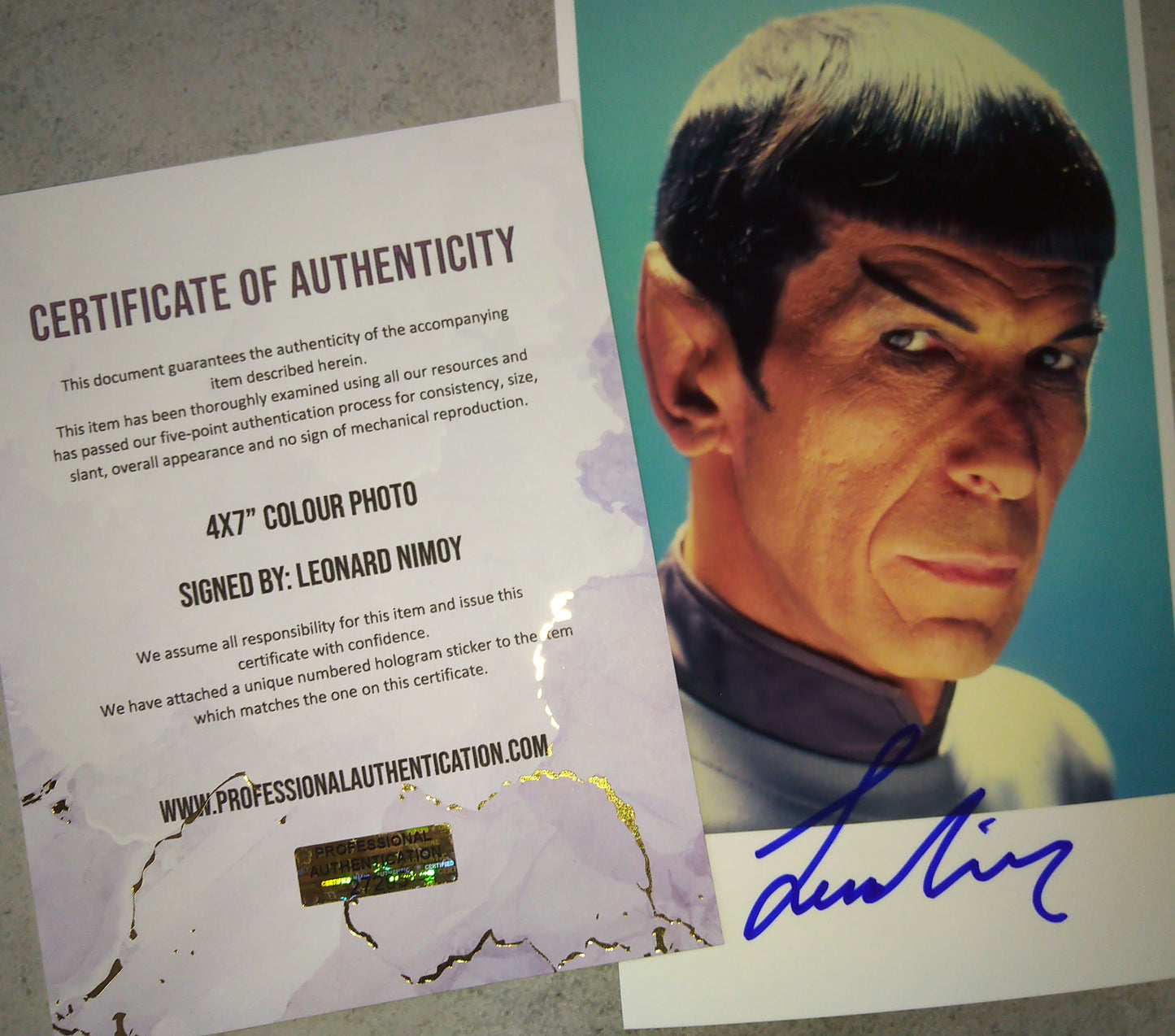 Leonard Nimoy Hand Signed Autograph Photo COA Star Trek