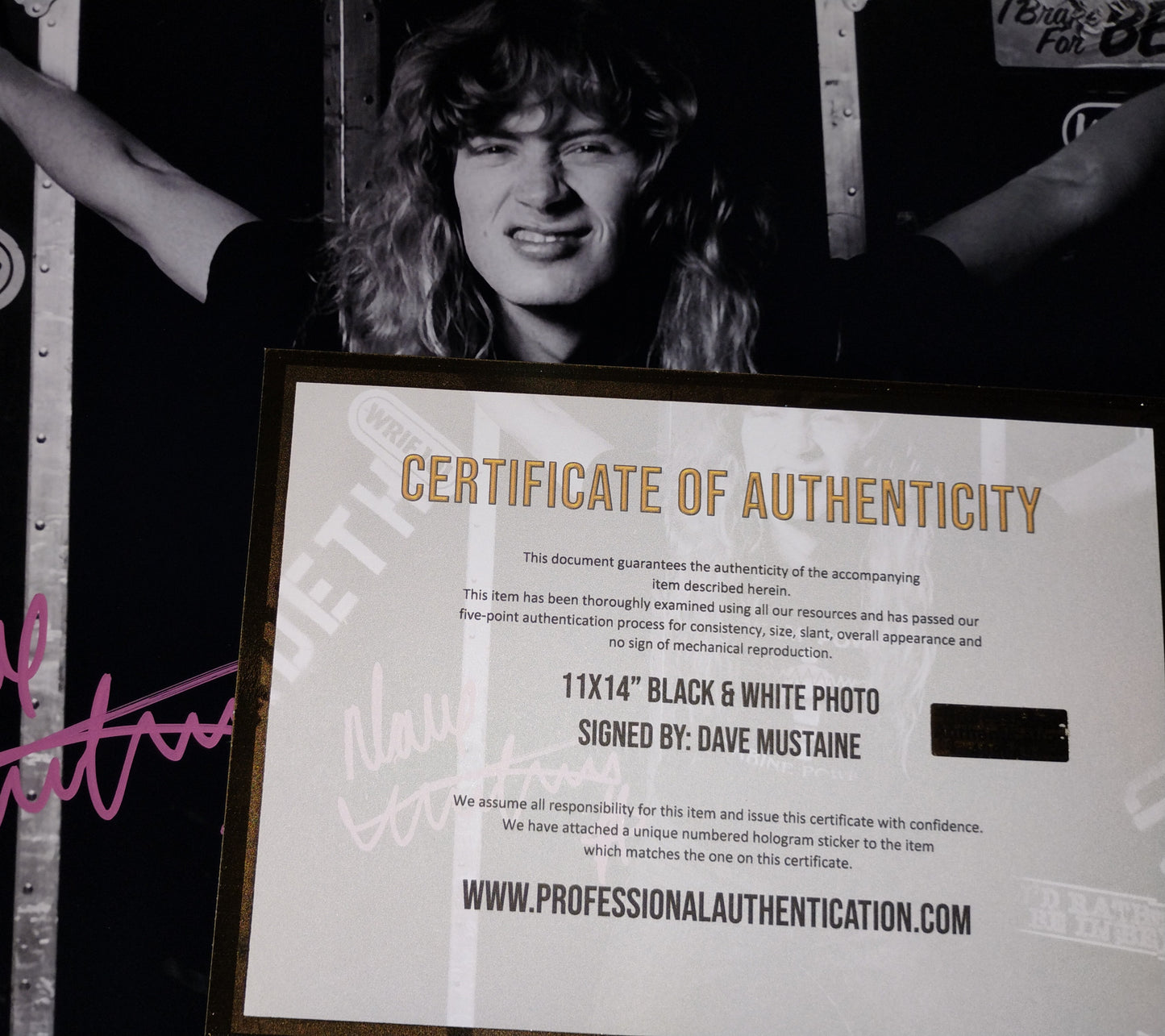 Dave Mustaine Hand Signed Autograph 11x14 Photo COA Megadeth