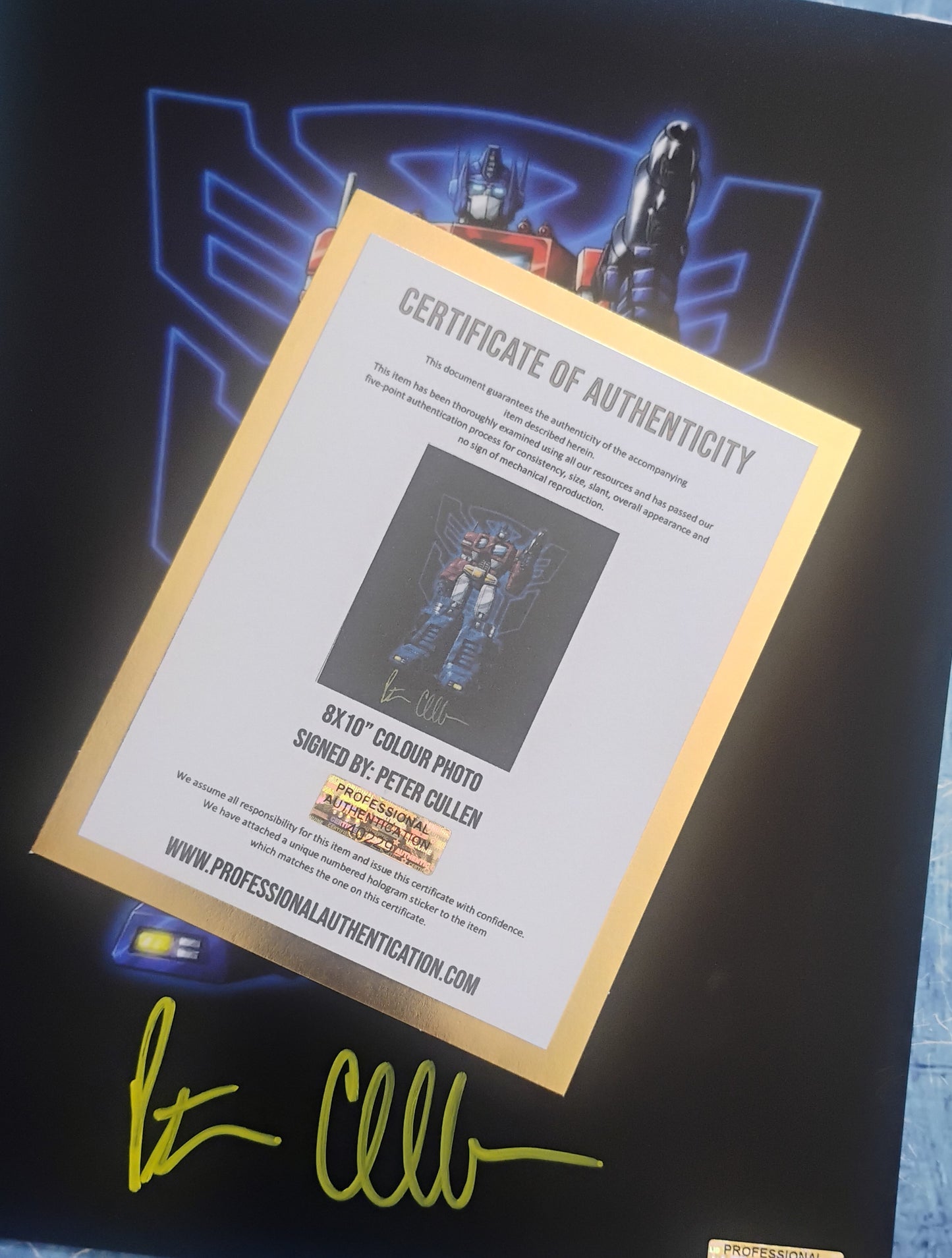 Peter Cullen Hand Signed Autograph 8x10 Photo COA Transformers
