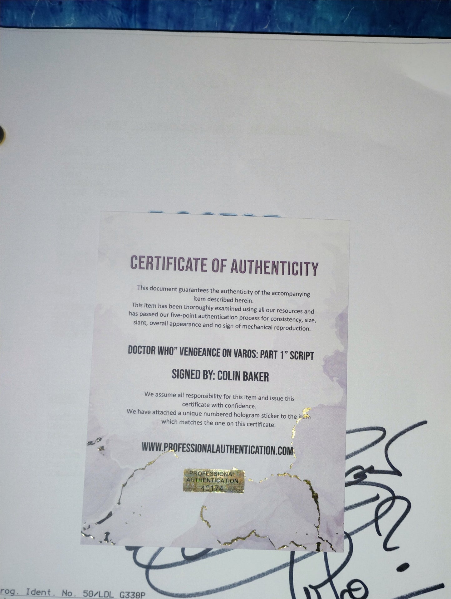 Colin Baker Hand Signed Autograph Doctor Who Script COA