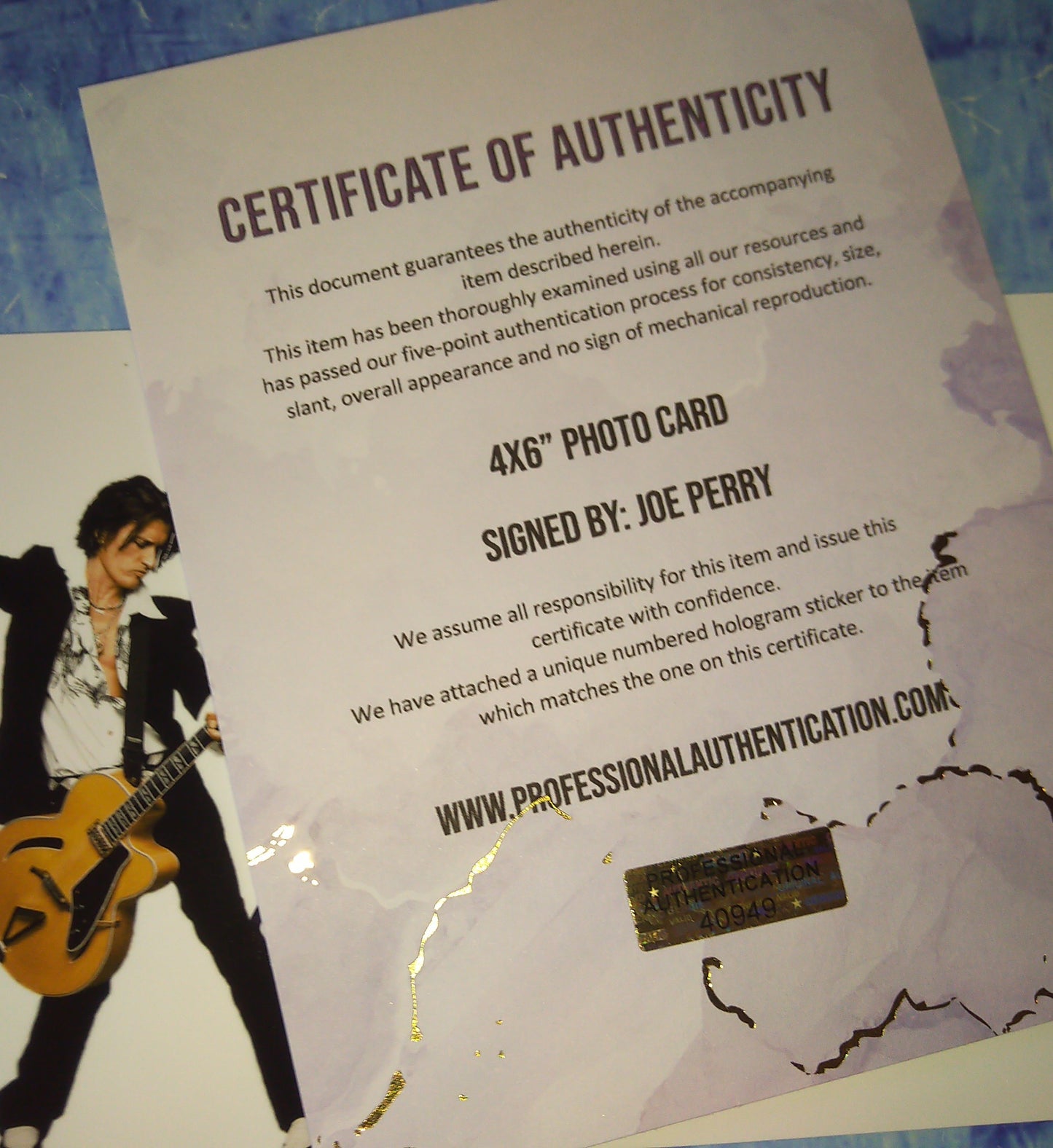 Joe Perry Hand Signed Autograph Photo COA Aerosmith