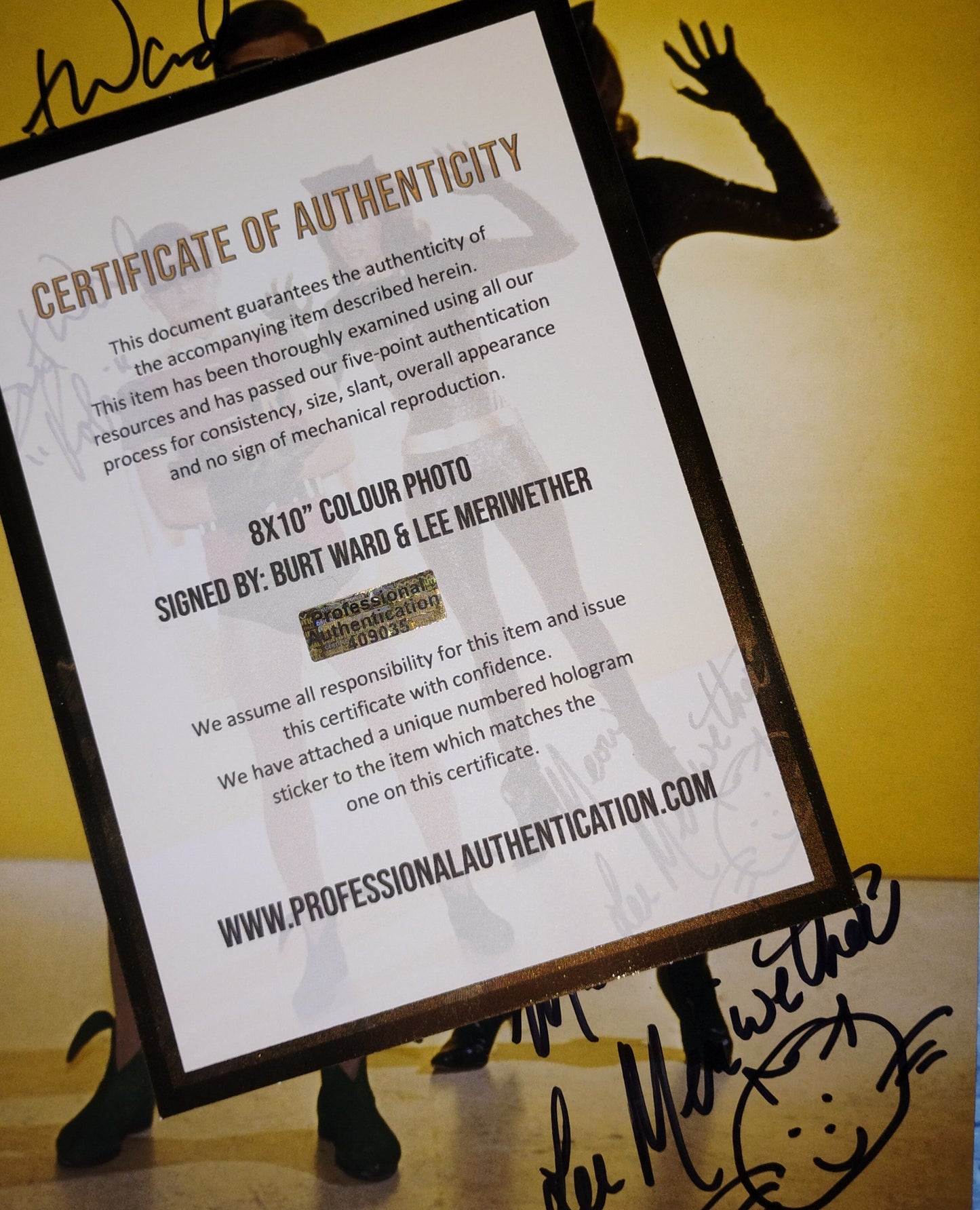 Burt Ward & Lee Meriwether Hand Signed Autograph 8x10 Photo COA