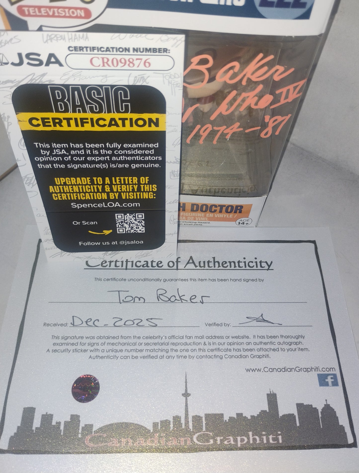 Tom Baker Hand Signed Autograph Doctor Who Funko Pop JSA COA