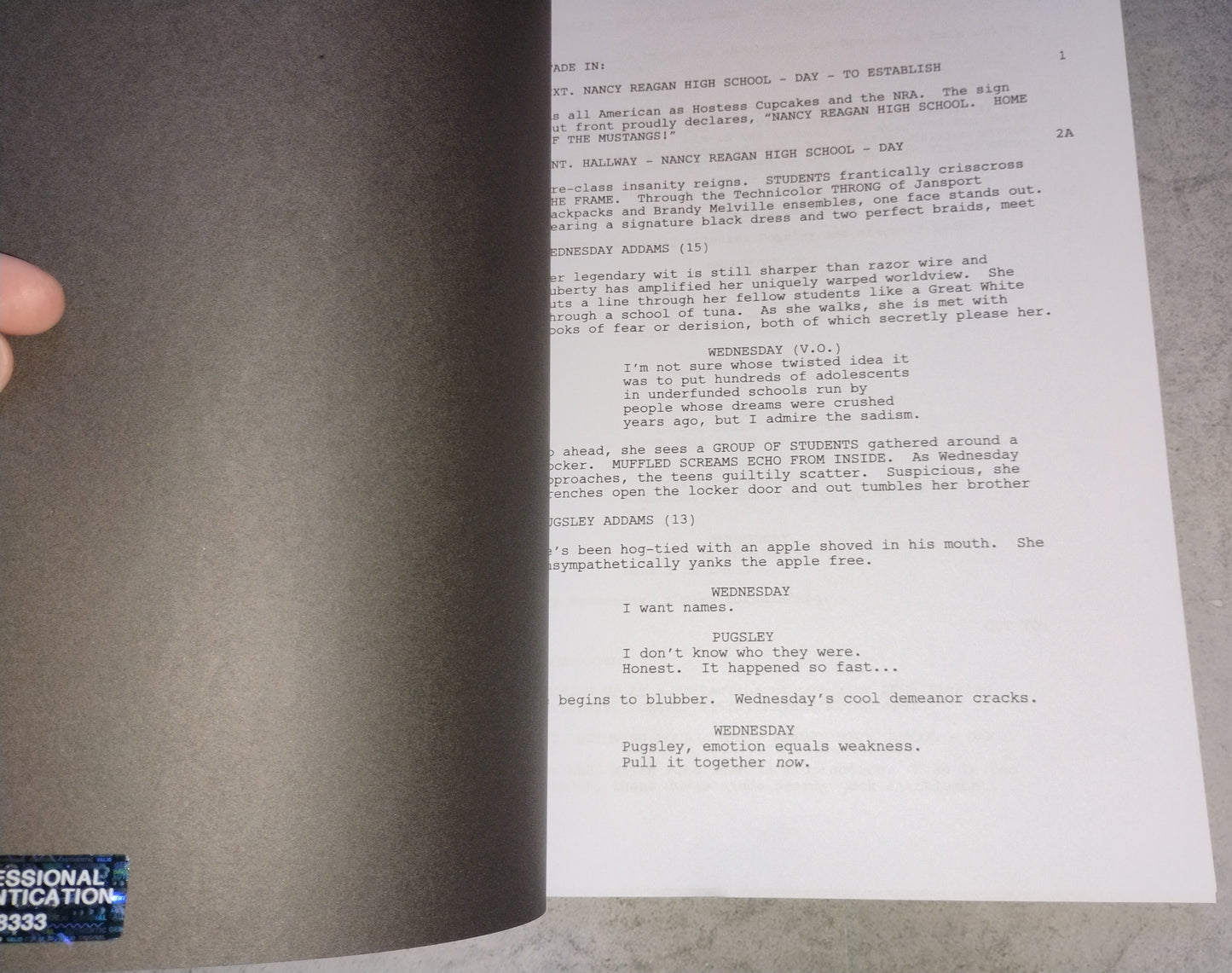 Tim Burton & Isaac Ordonez Hand Signed Autograph Wednesday Script COA
