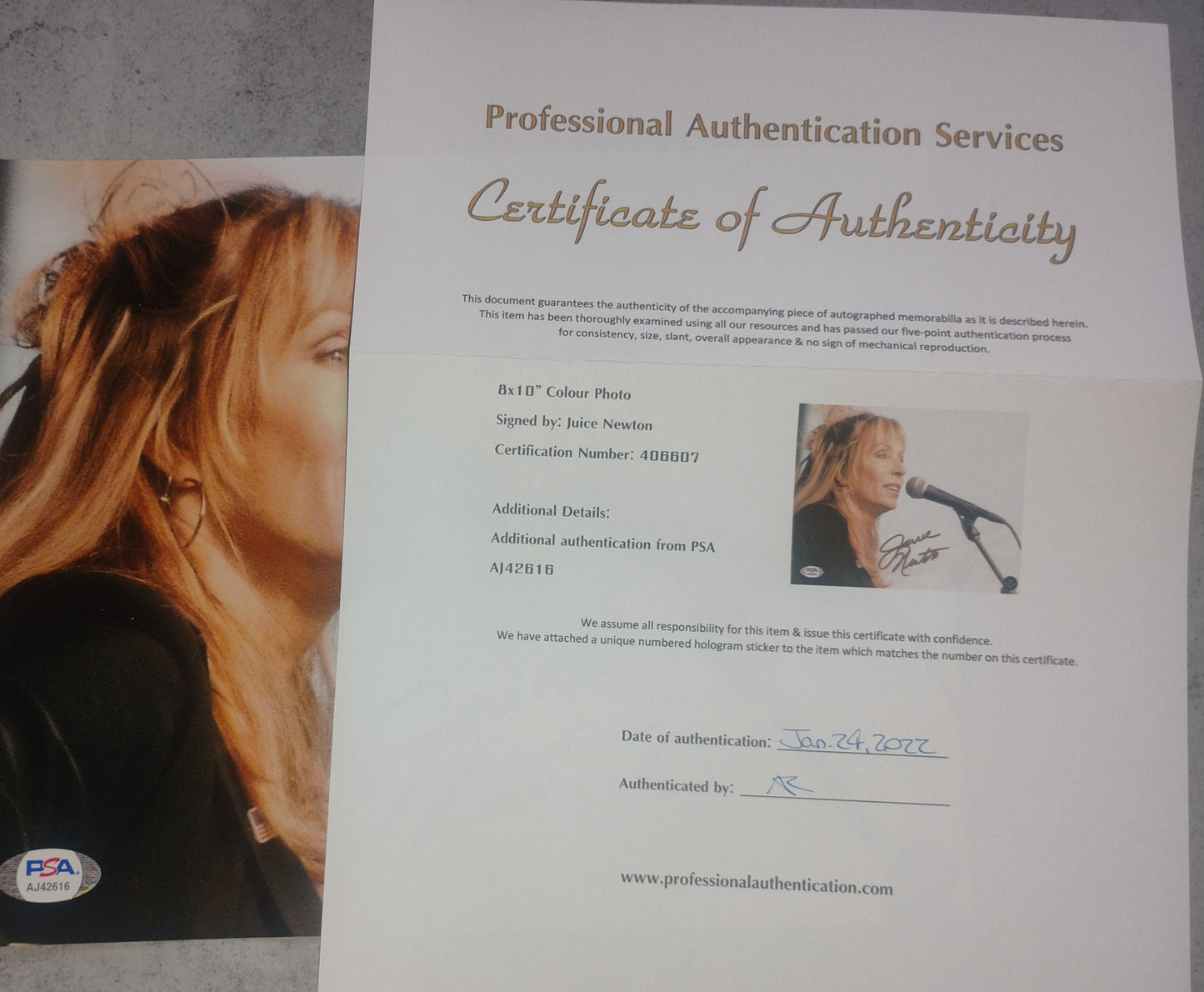 Juice Newton Hand Signed Autograph 8x10 Photo PSA COA