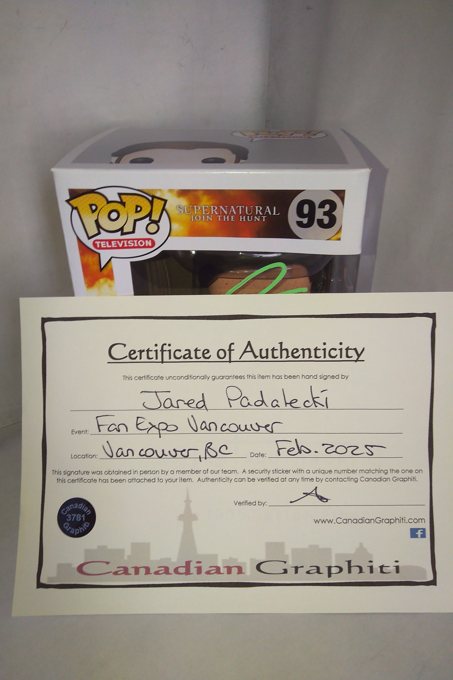 Jared Padalecki Hand Signed Autograph Supernatural Funko Pop COA