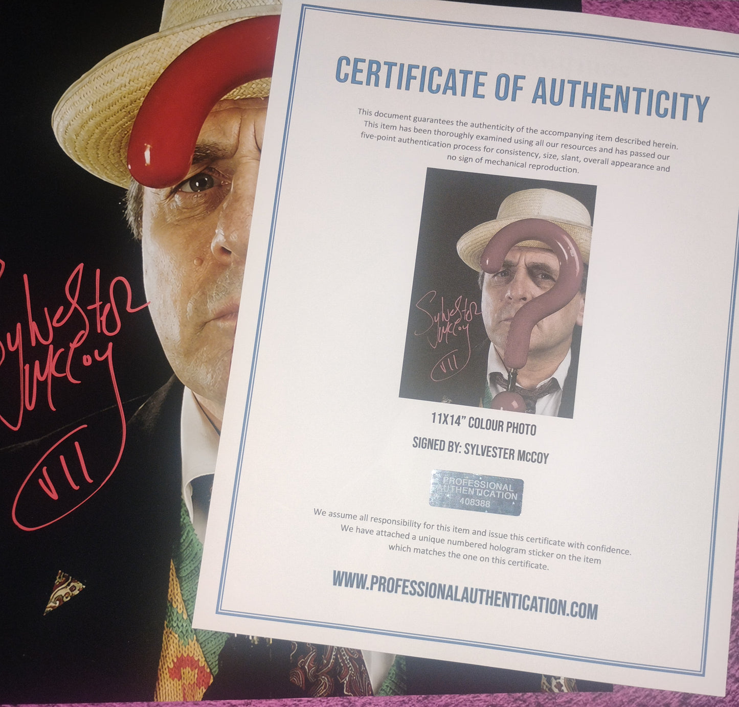 Sylvester McCoy Hand Signed Autograph 11x14 Photo COA Doctor Who
