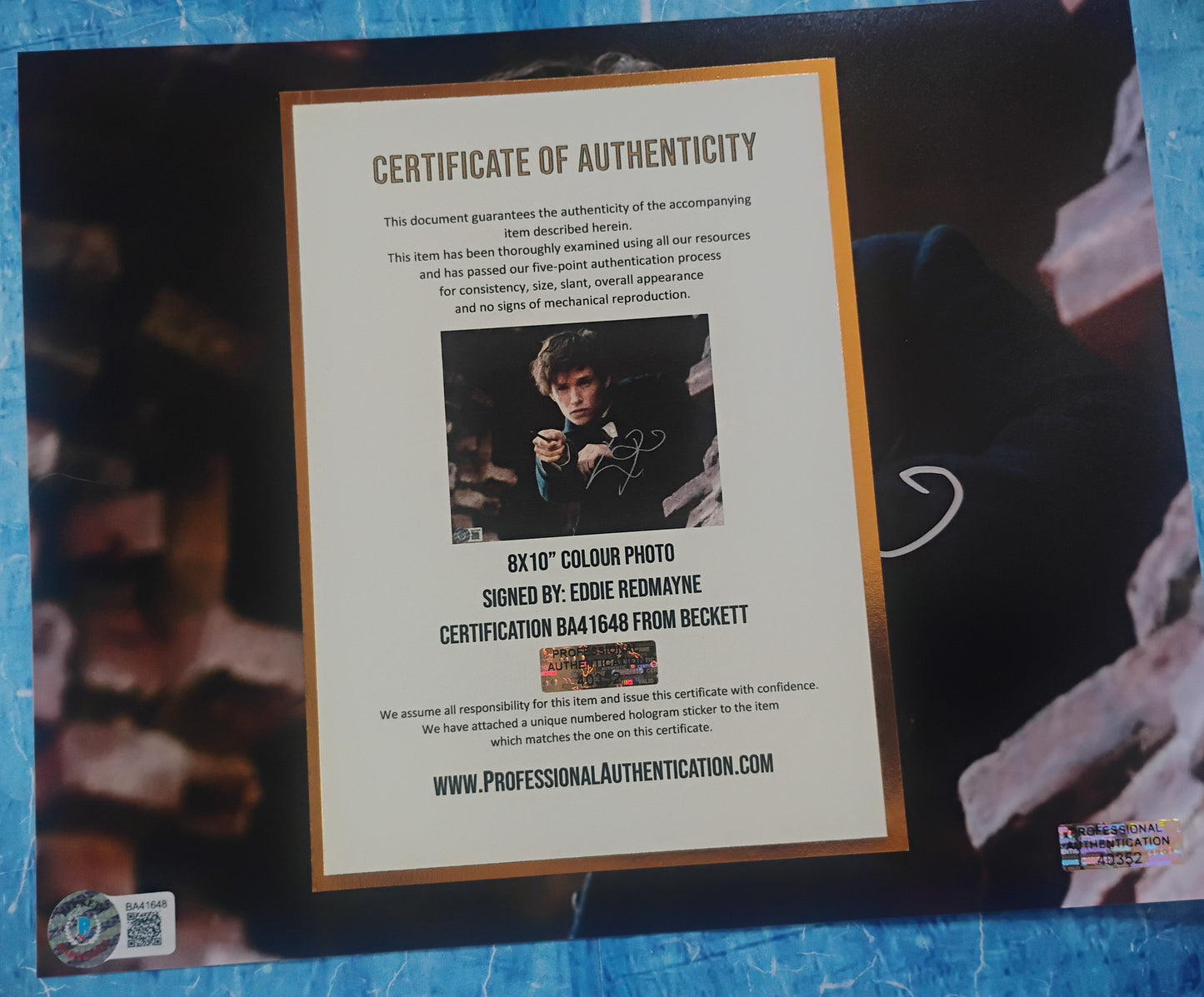 Eddie Redmayne Hand Signed Autograph 8x10 Photo BAS COA Fantastic Beasts