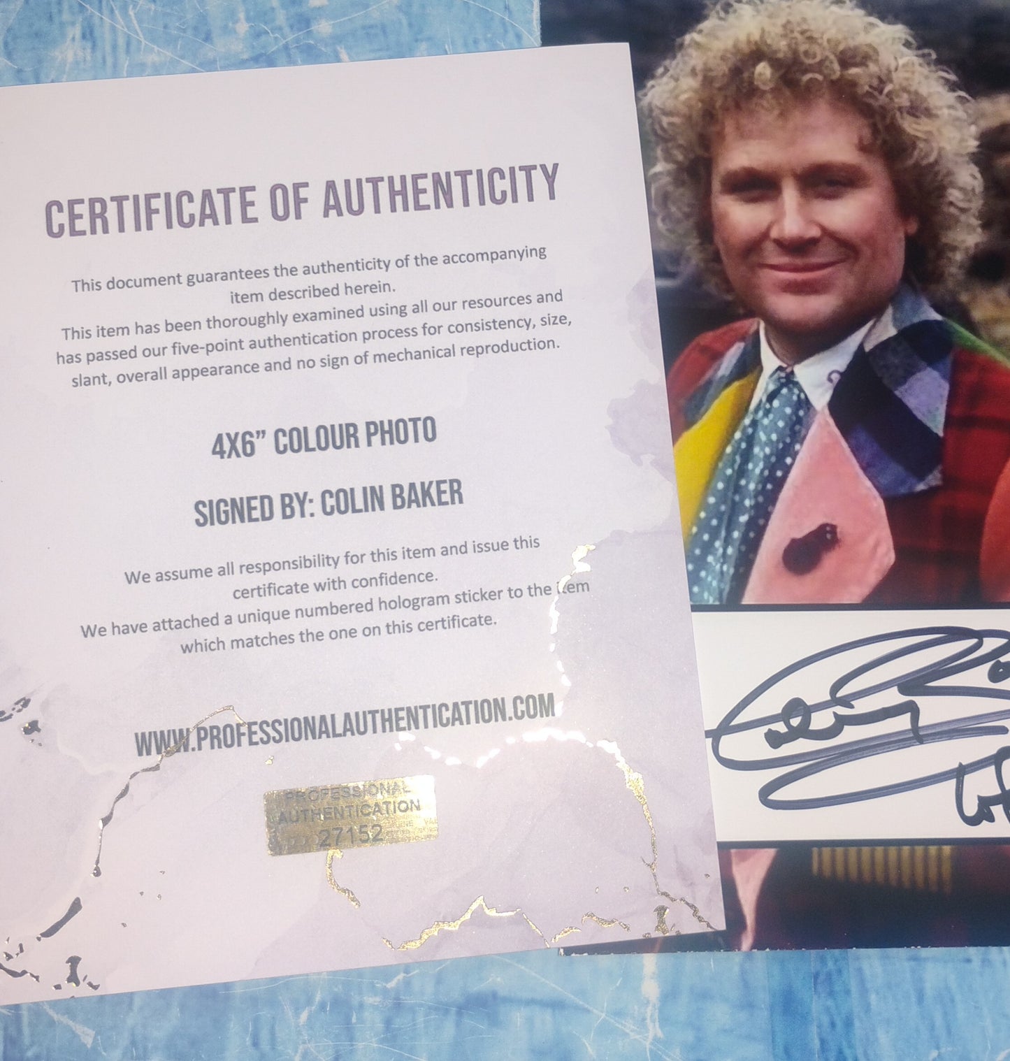 Colin Baker Hand Signed Autograph Photo COA Doctor Who