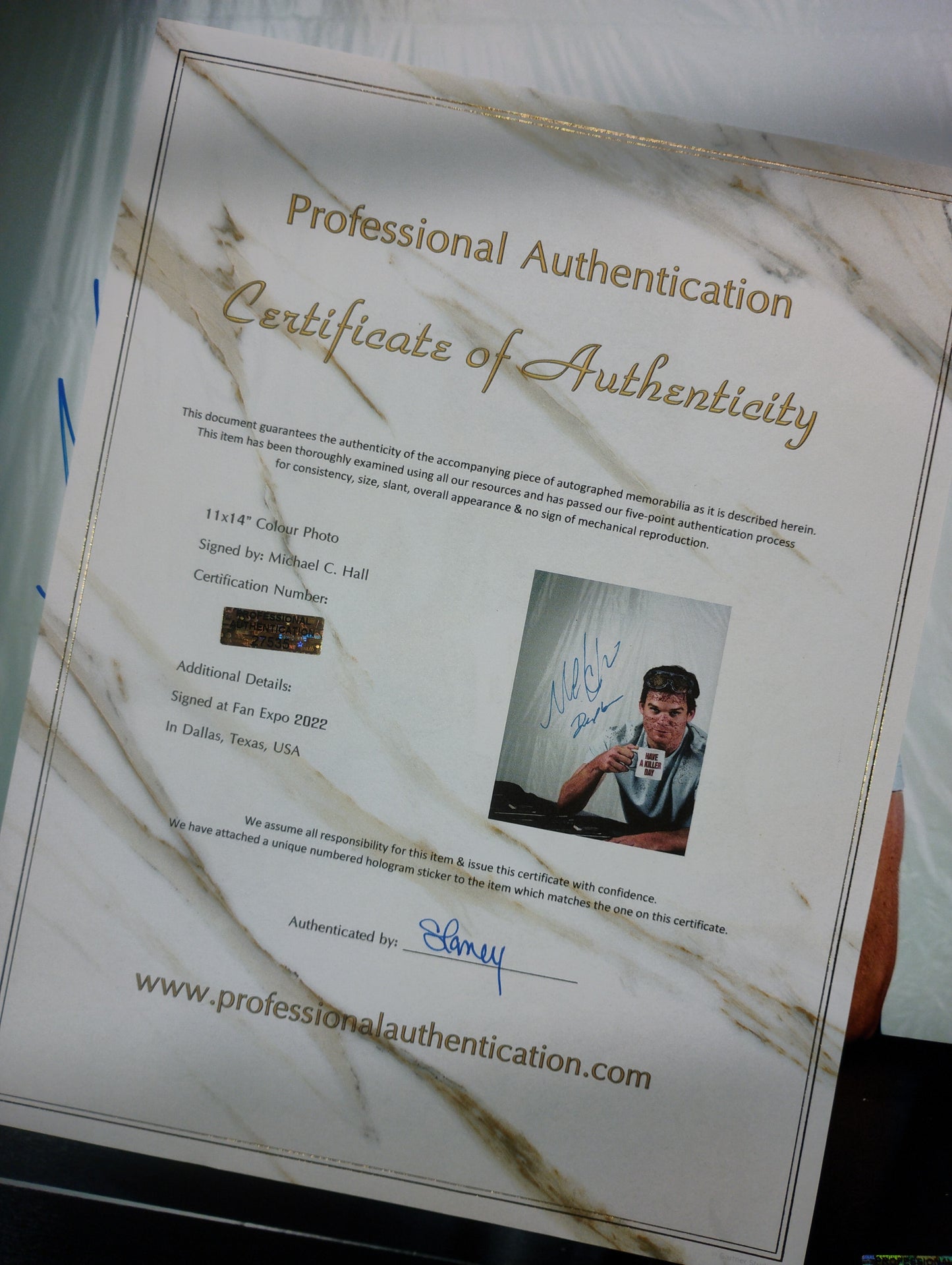 Michael C Hall Hand Signed Autograph 11x14 Photo COA Dexter