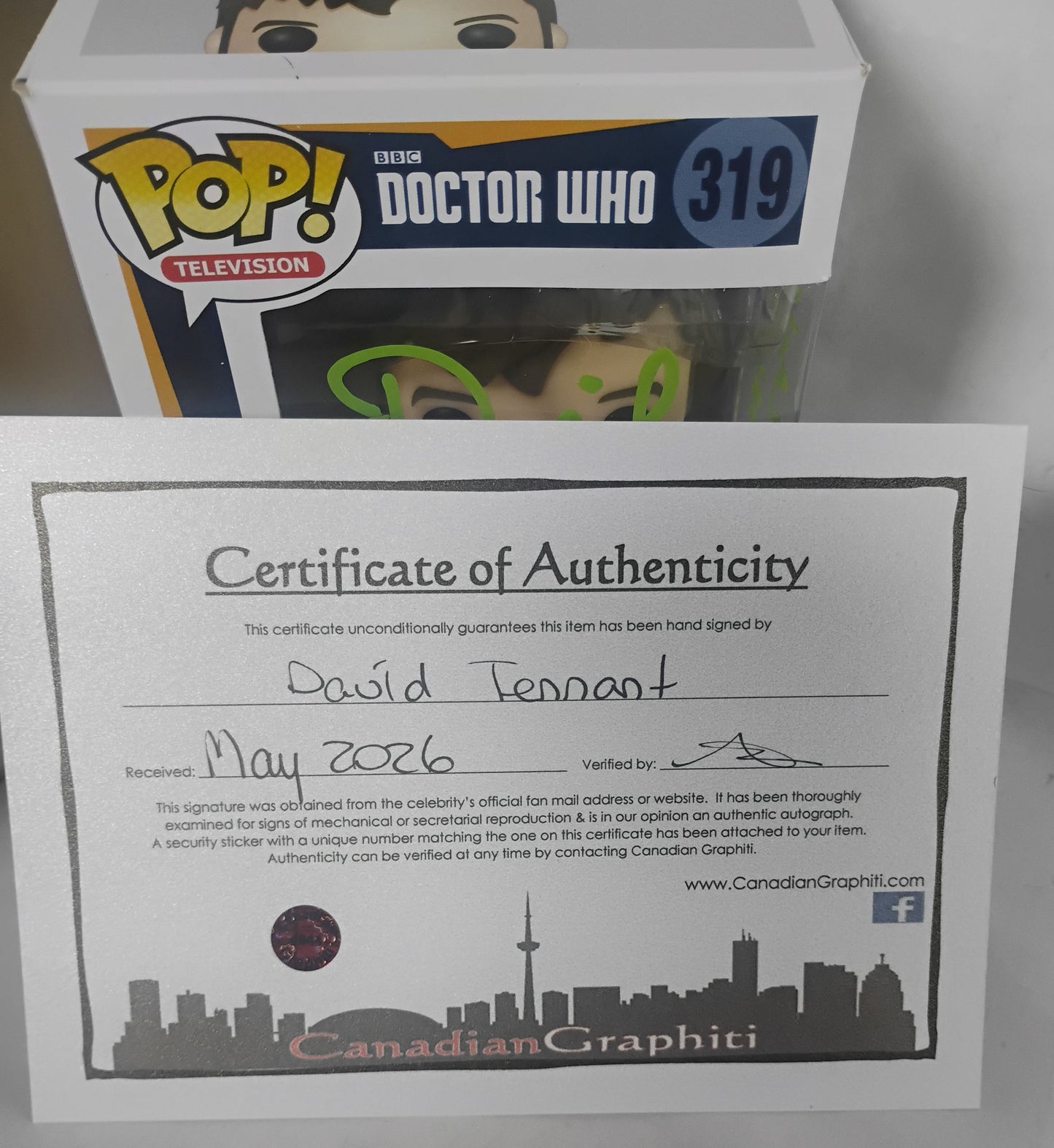 David Tennant Hand Signed Autograph Doctor Who Funko Pop COA