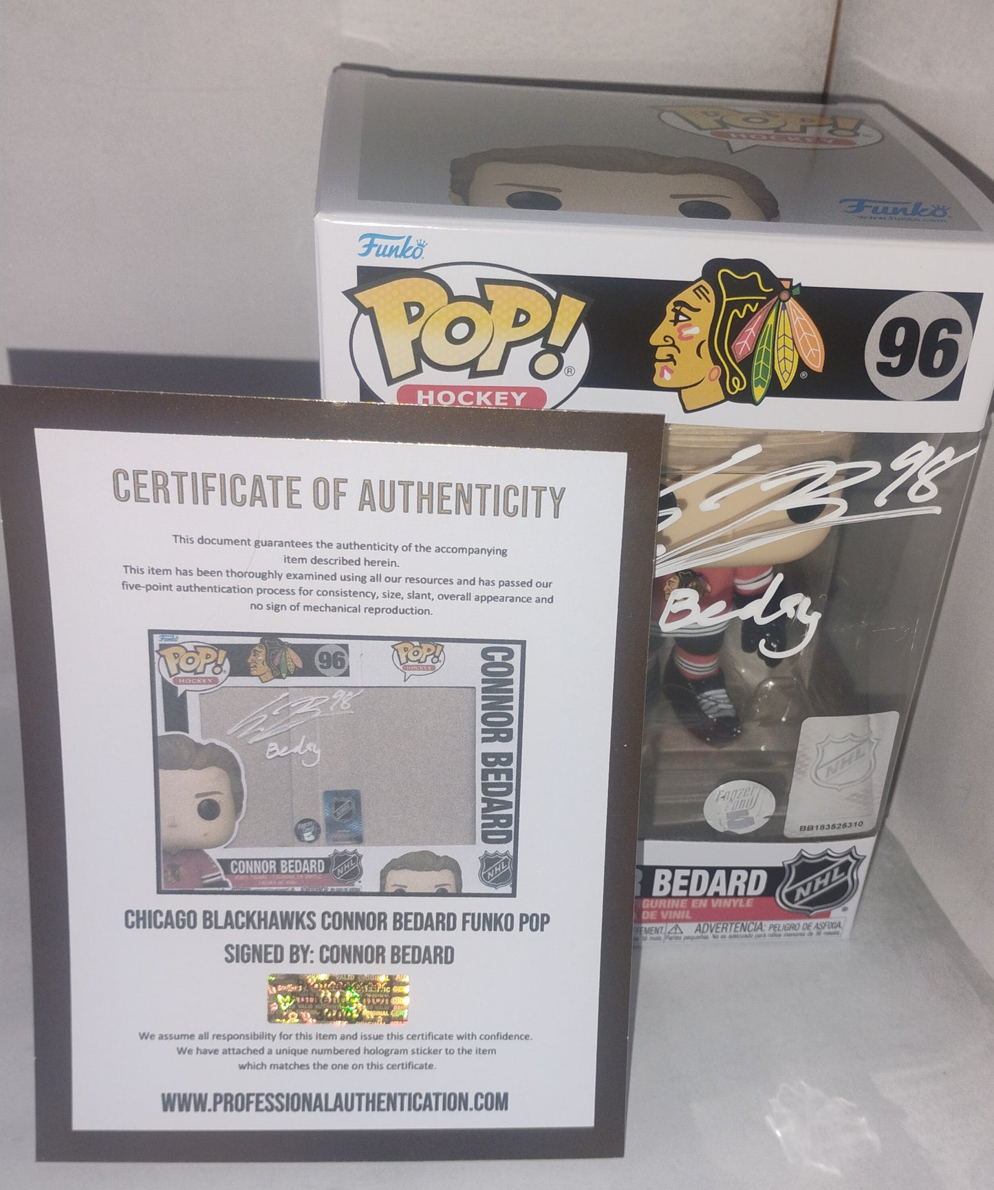 Connor Bedard Hand Signed Autograph Chicago Blackhawks Funko Pop COA