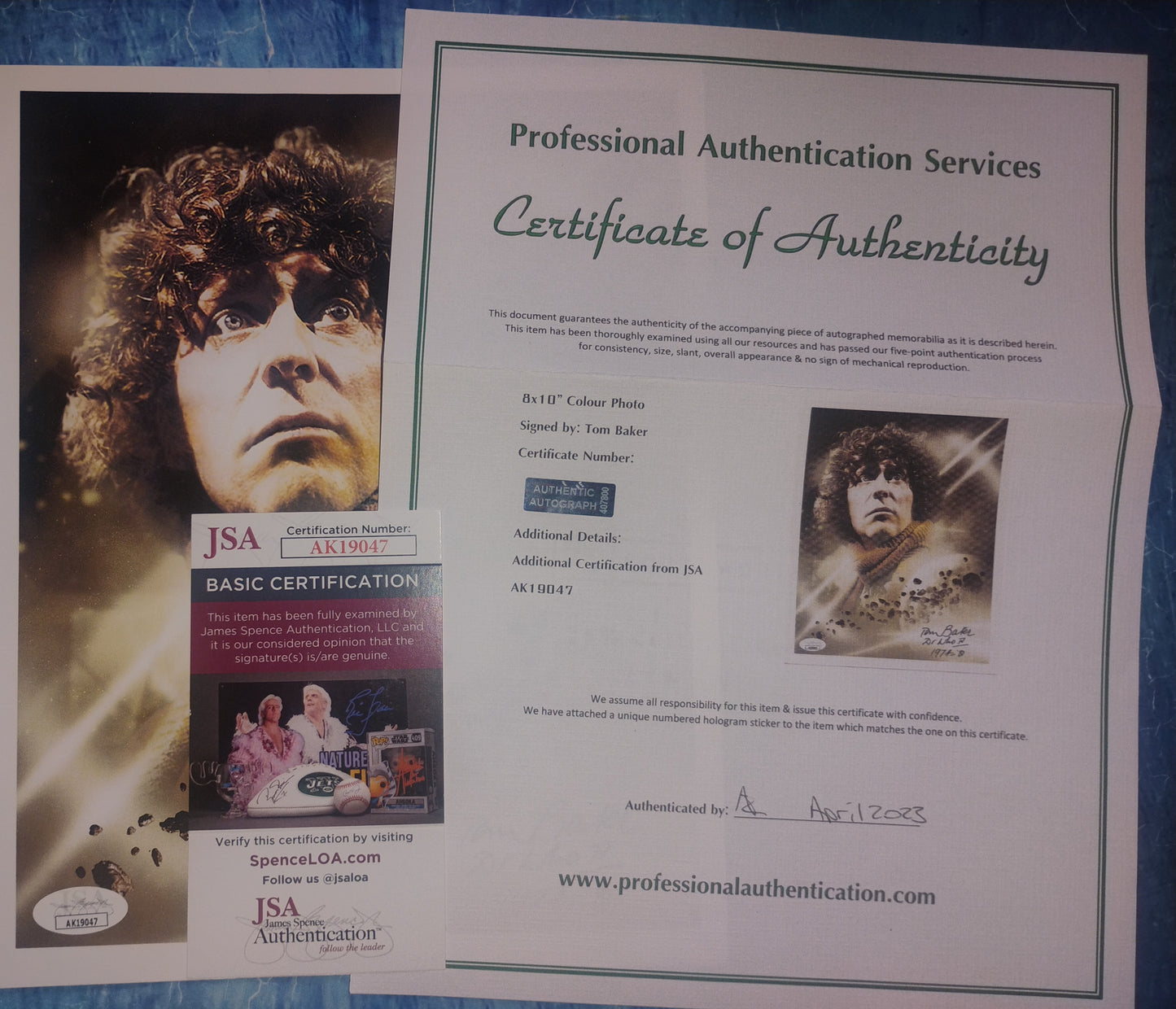 Tom Baker Hand Signed Autograph 8x10 Photo JSA COA Doctor Who