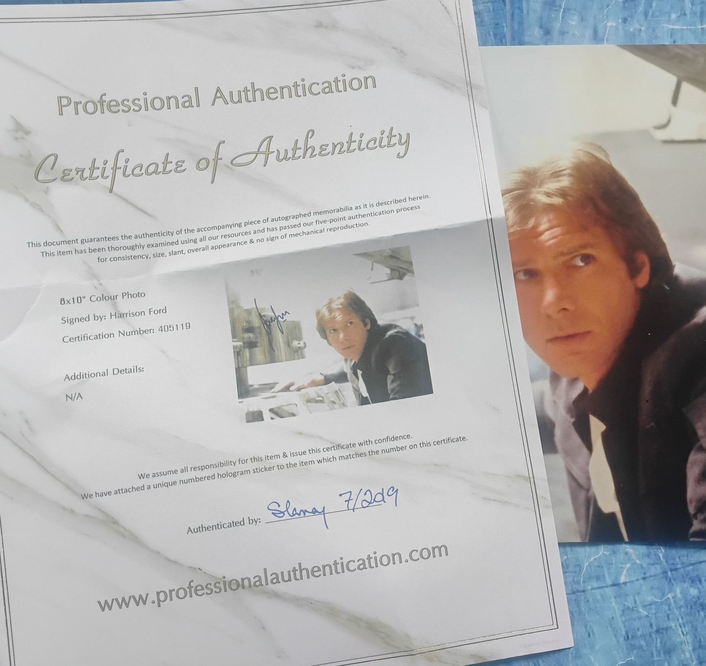 Harrison Ford Hand Signed Autograph 8x10 Photo COA Star Wars