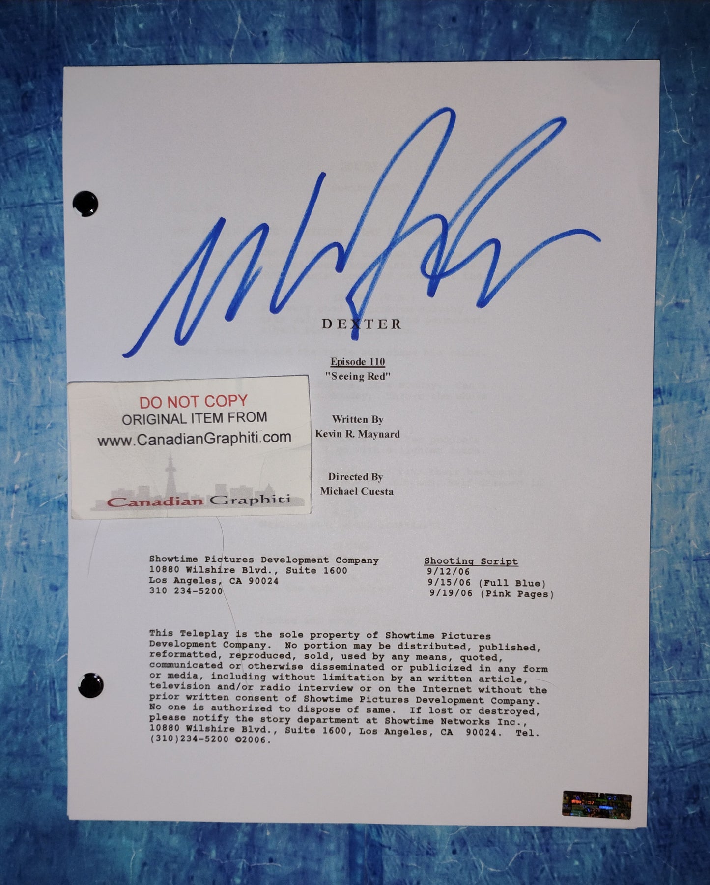 Michael C Hall Hand Signed Autograph Dexter Script COA