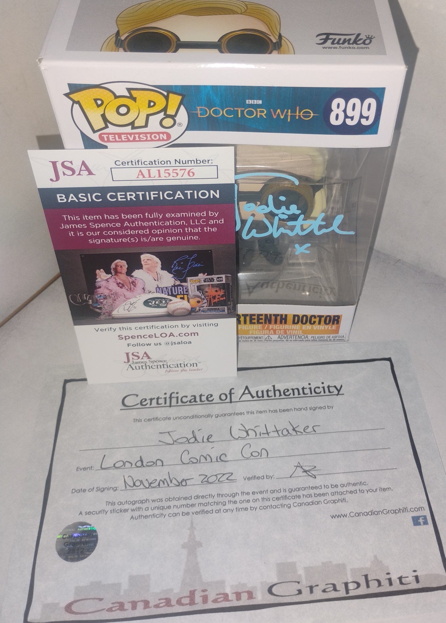 Jodie Whittaker Hand Signed Autograph Doctor Who Funko Pop JSA COA